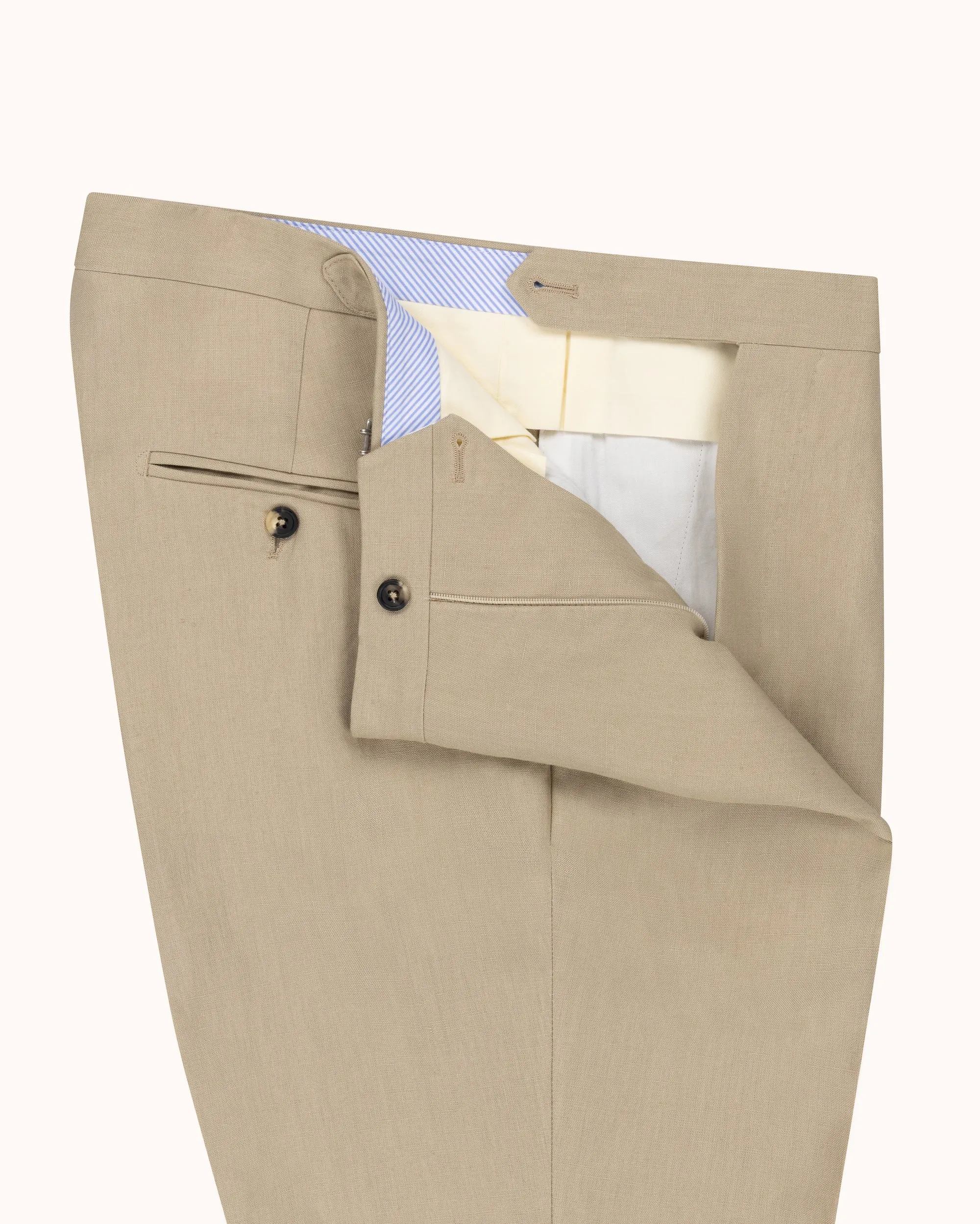Classic Pleated Trouser - Sand Linen sold by Natalino product image thumbnail 3
