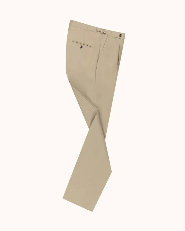 Classic Pleated Trouser - Sand Linen made by Natalino