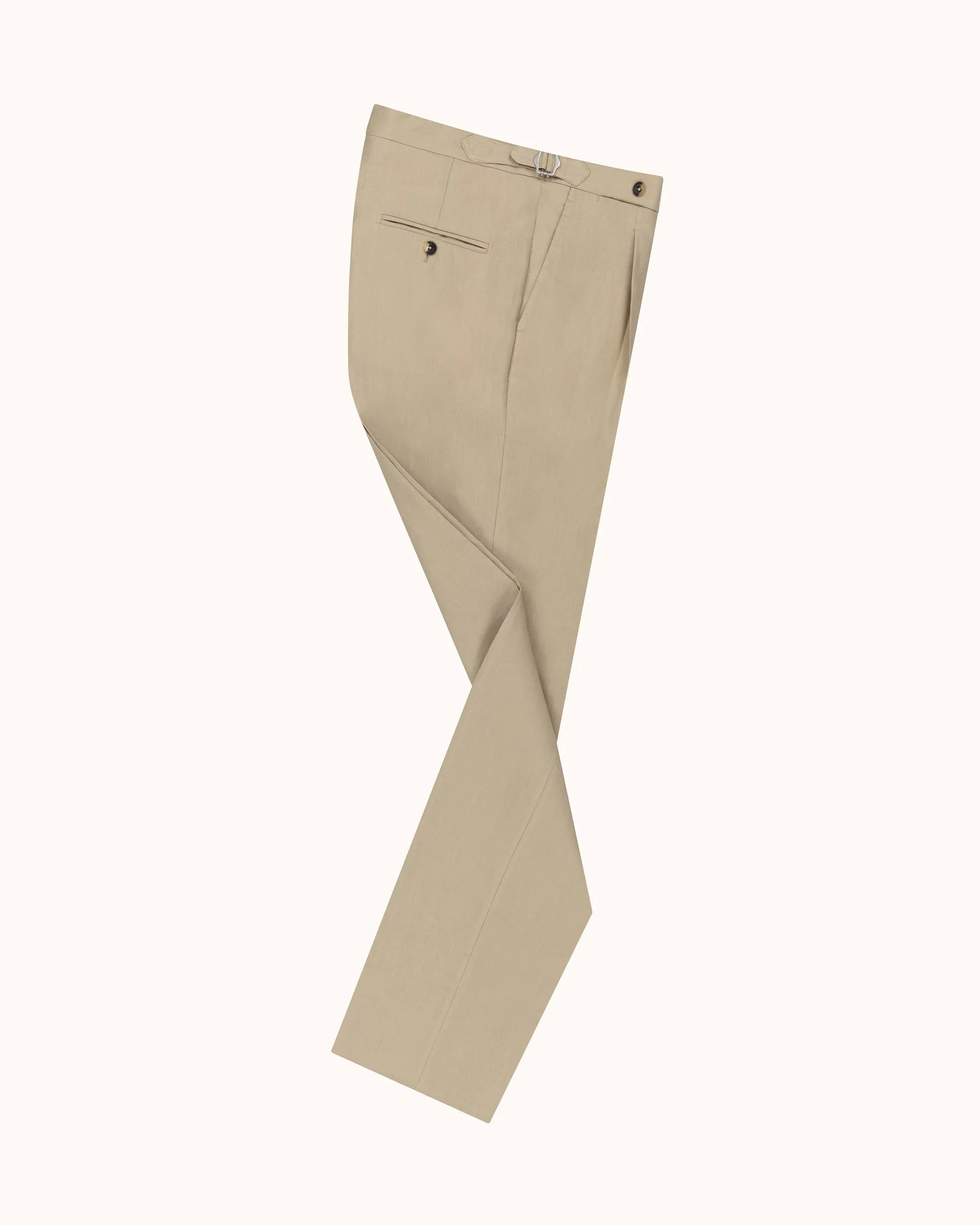 Classic Pleated Trouser - Sand Linen sold by Natalino
