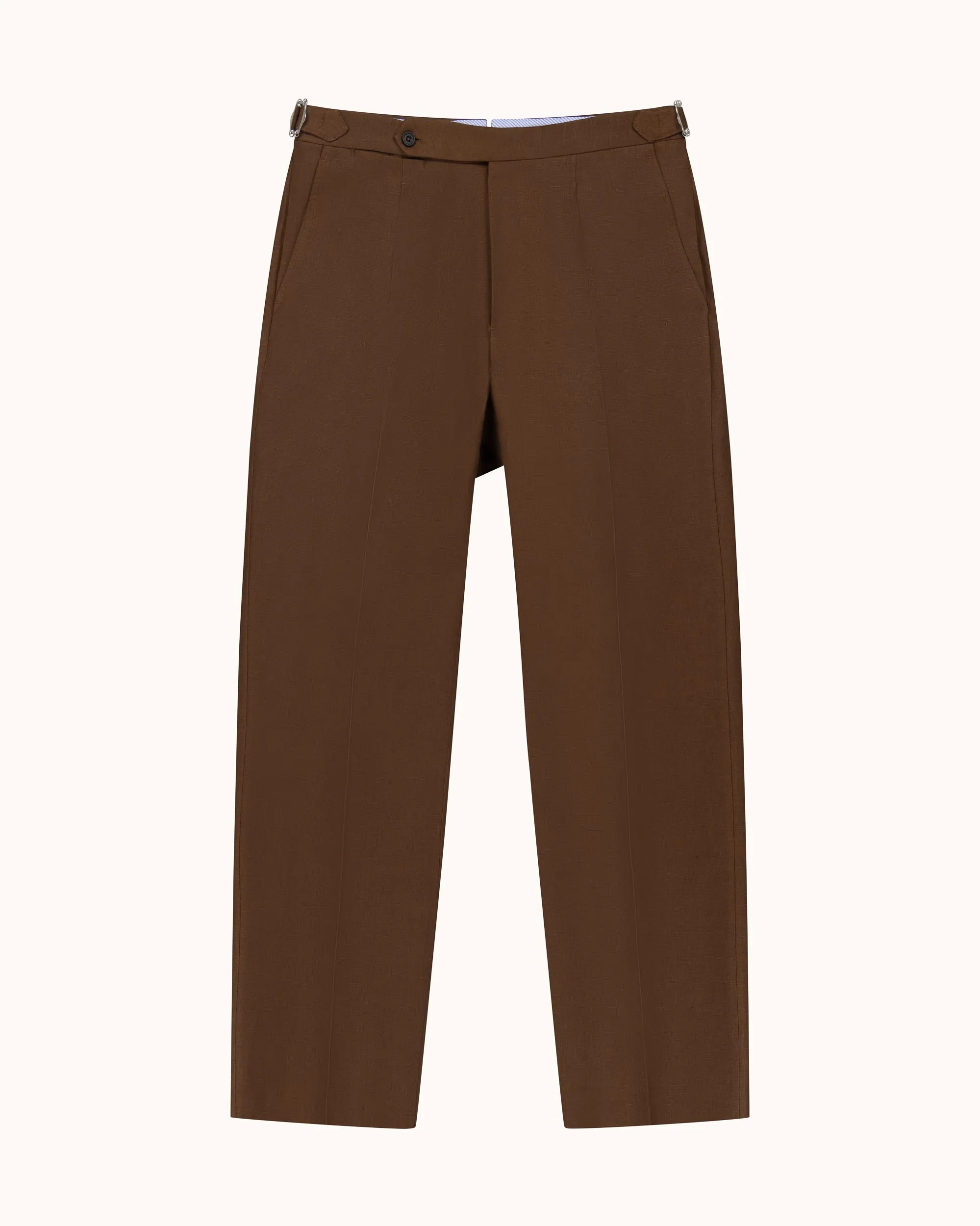 Classic Pleated Trouser - Tobacco Brown Linen sold by Natalino product image thumbnail 4