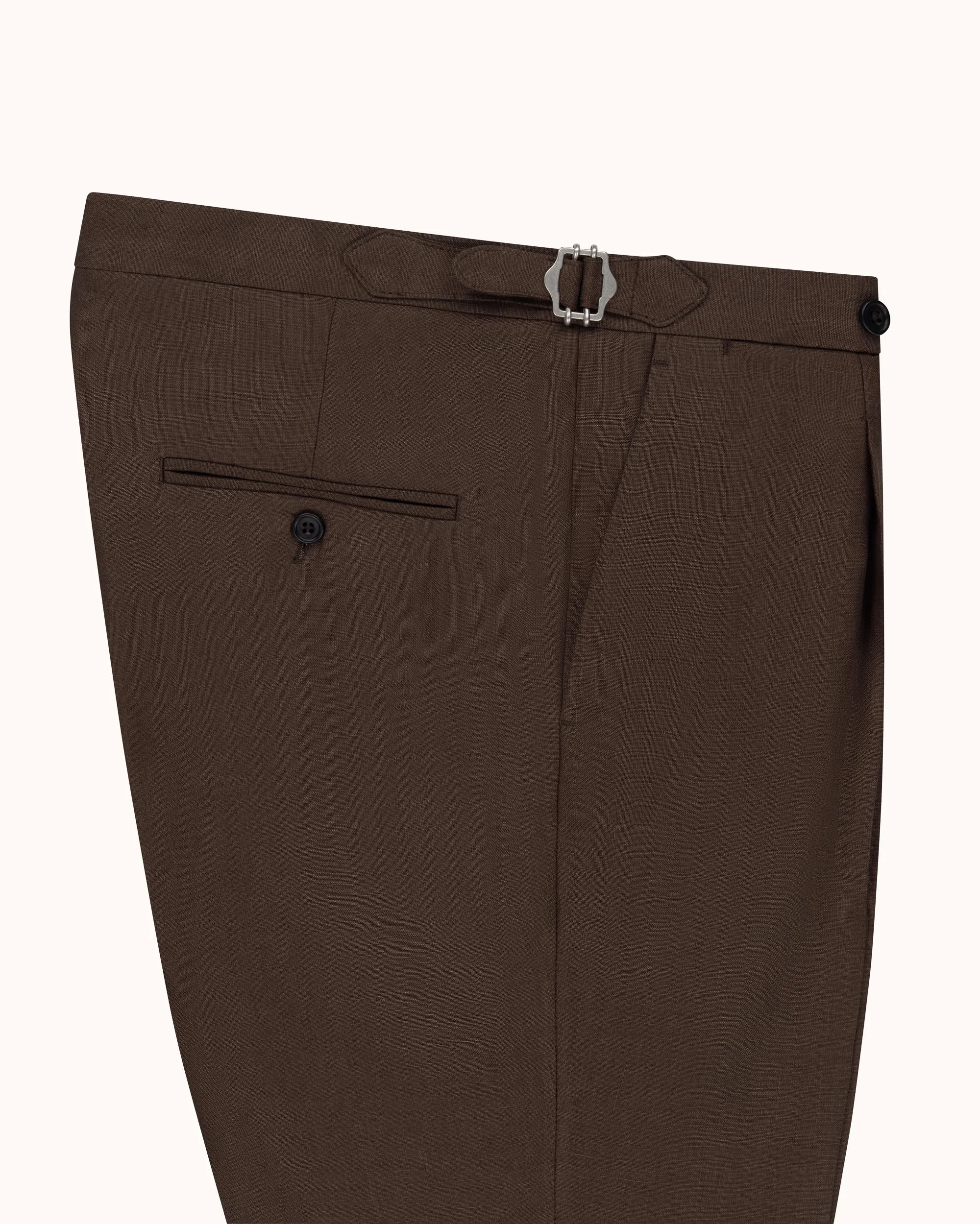Classic Pleated Trouser - Dark Brown Linen sold by Natalino product image thumbnail 3