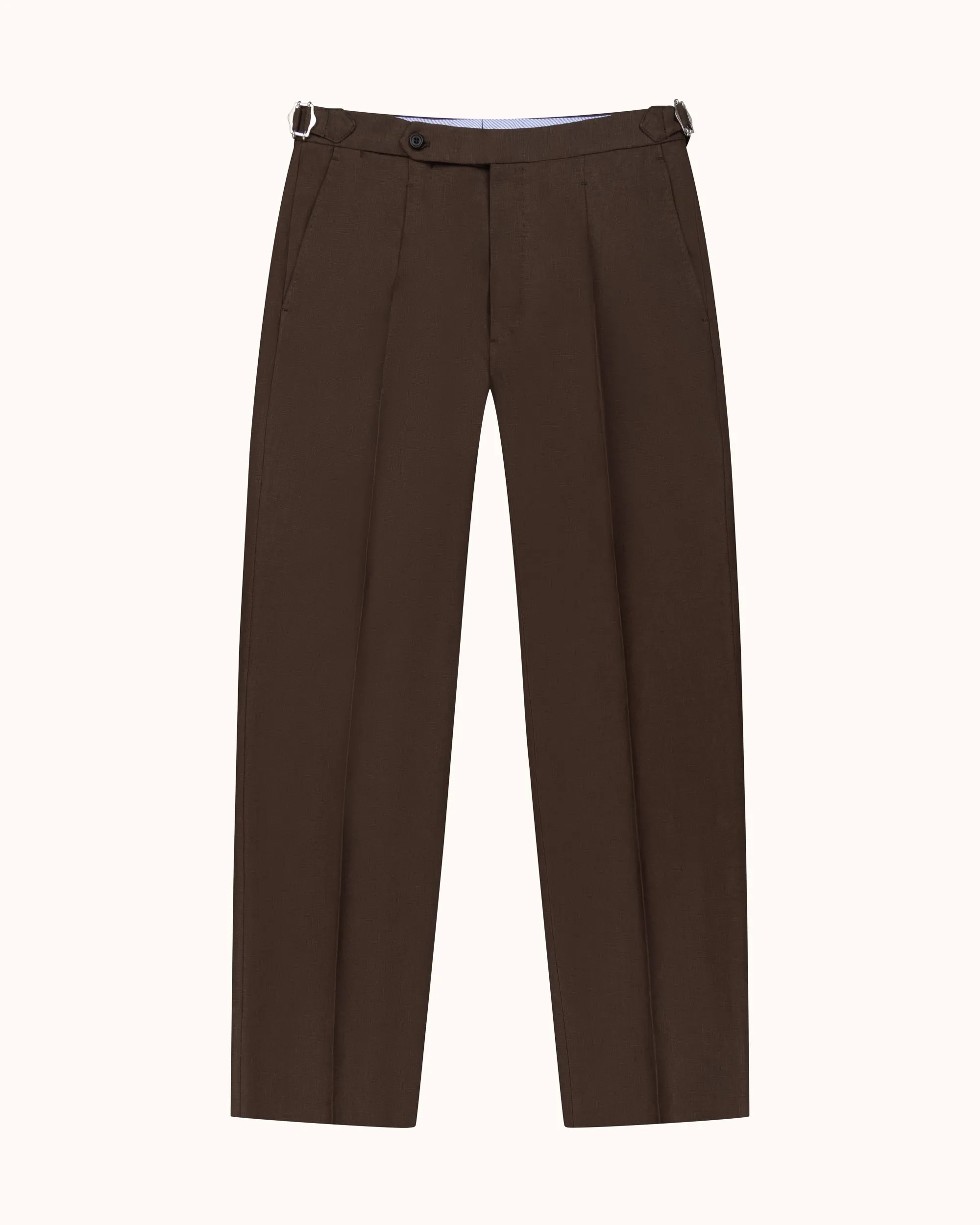 Classic Pleated Trouser - Dark Brown Linen sold by Natalino product image thumbnail 4