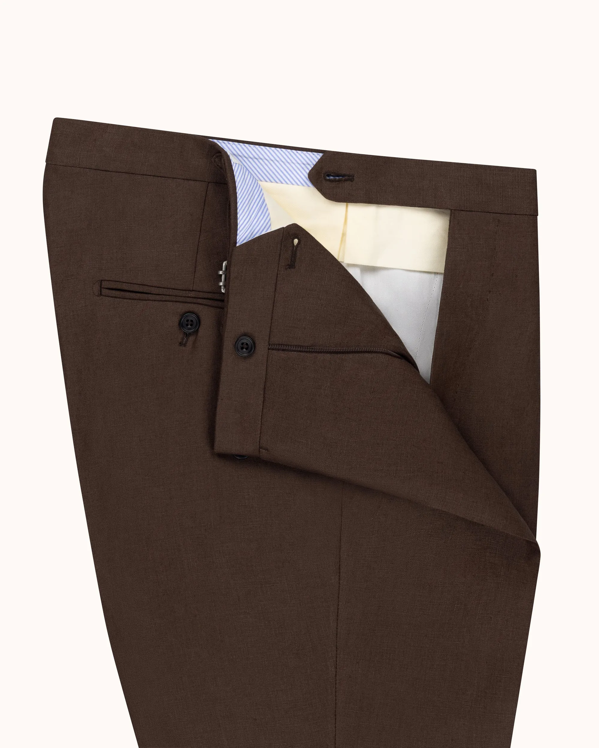 Classic Pleated Trouser - Dark Brown Linen sold by Natalino product image thumbnail 2