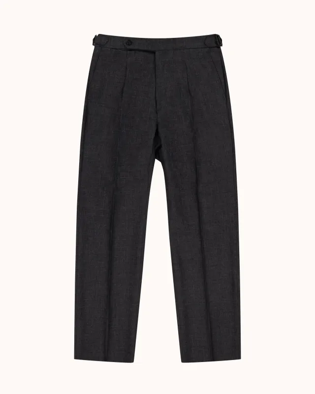 Relaxed Pleated Trouser - Charcoal Tropical Wool made by Natalino