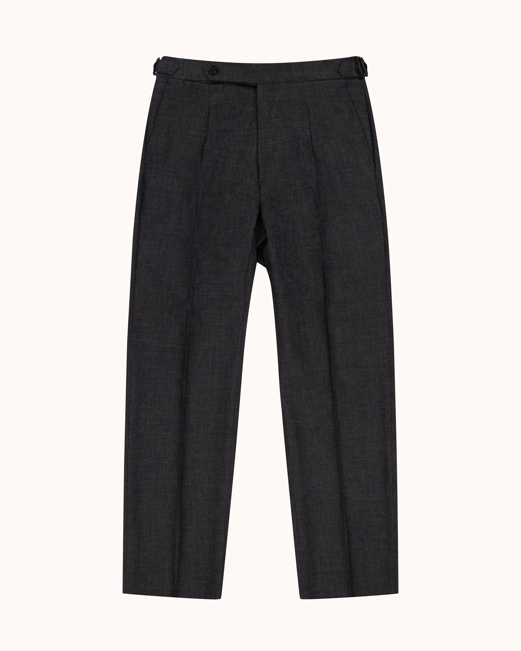 Relaxed Pleated Trouser - Charcoal Tropical Wool sold by Natalino