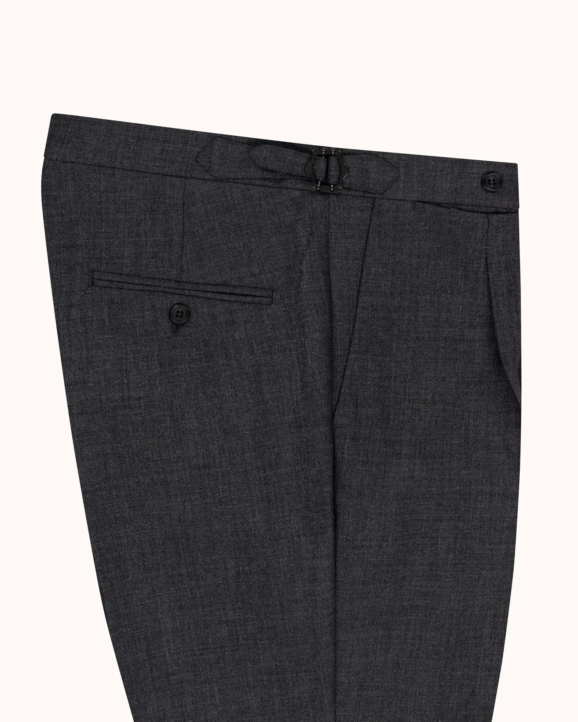 Relaxed Pleated Trouser - Charcoal Tropical Wool sold by Natalino product image thumbnail 4