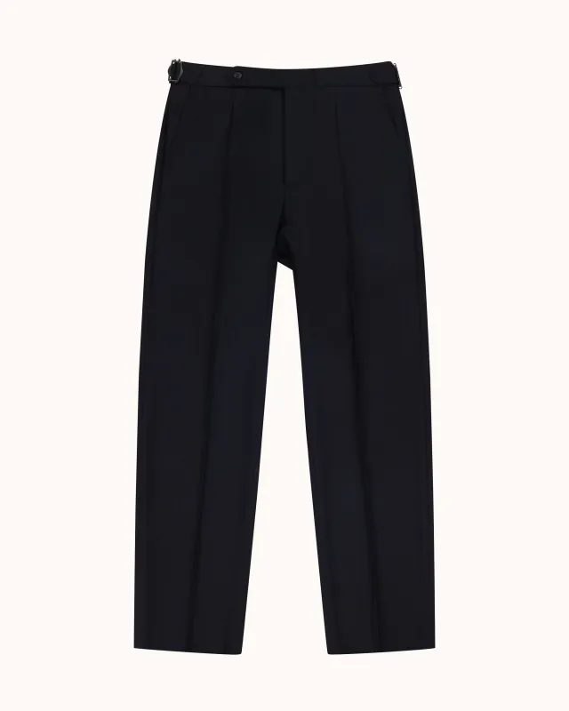 Relaxed Pleated Trouser - Navy Tropical Wool made by Natalino