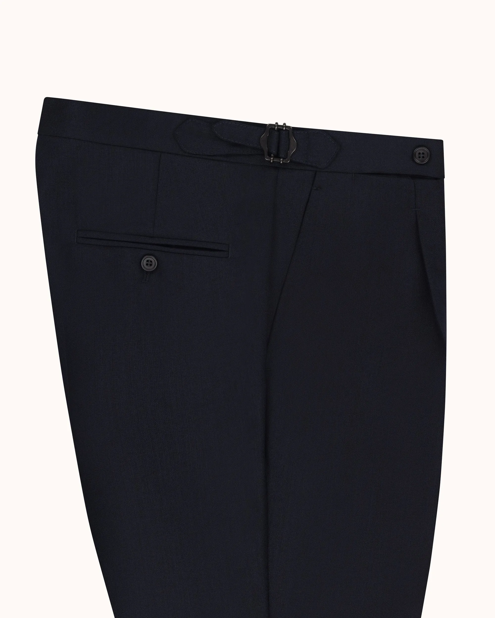 Relaxed Pleated Trouser - Navy Tropical Wool sold by Natalino product image thumbnail 4