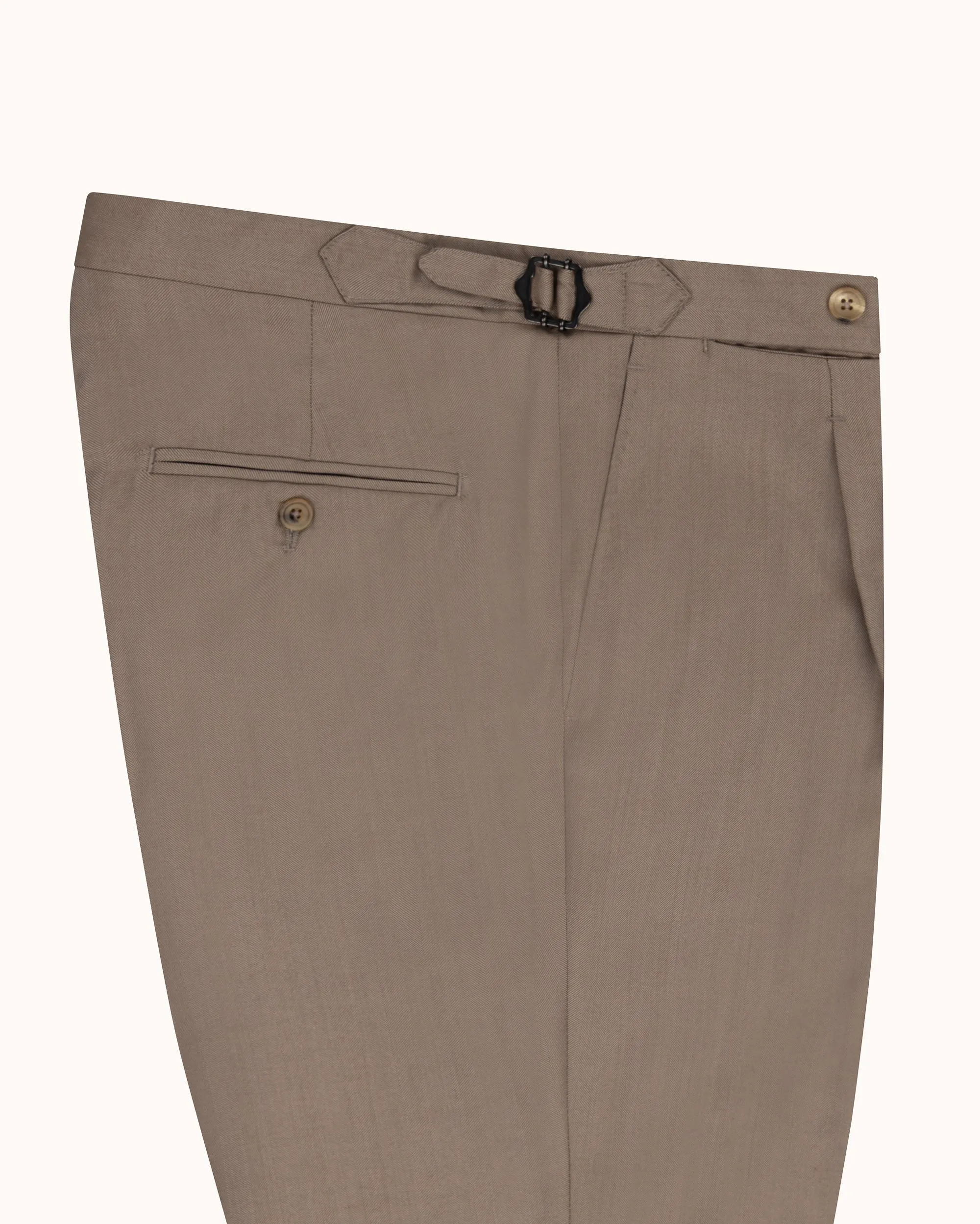 Relaxed Pleated Trouser - Mushroom Herringbone Wool sold by Natalino product image thumbnail 4