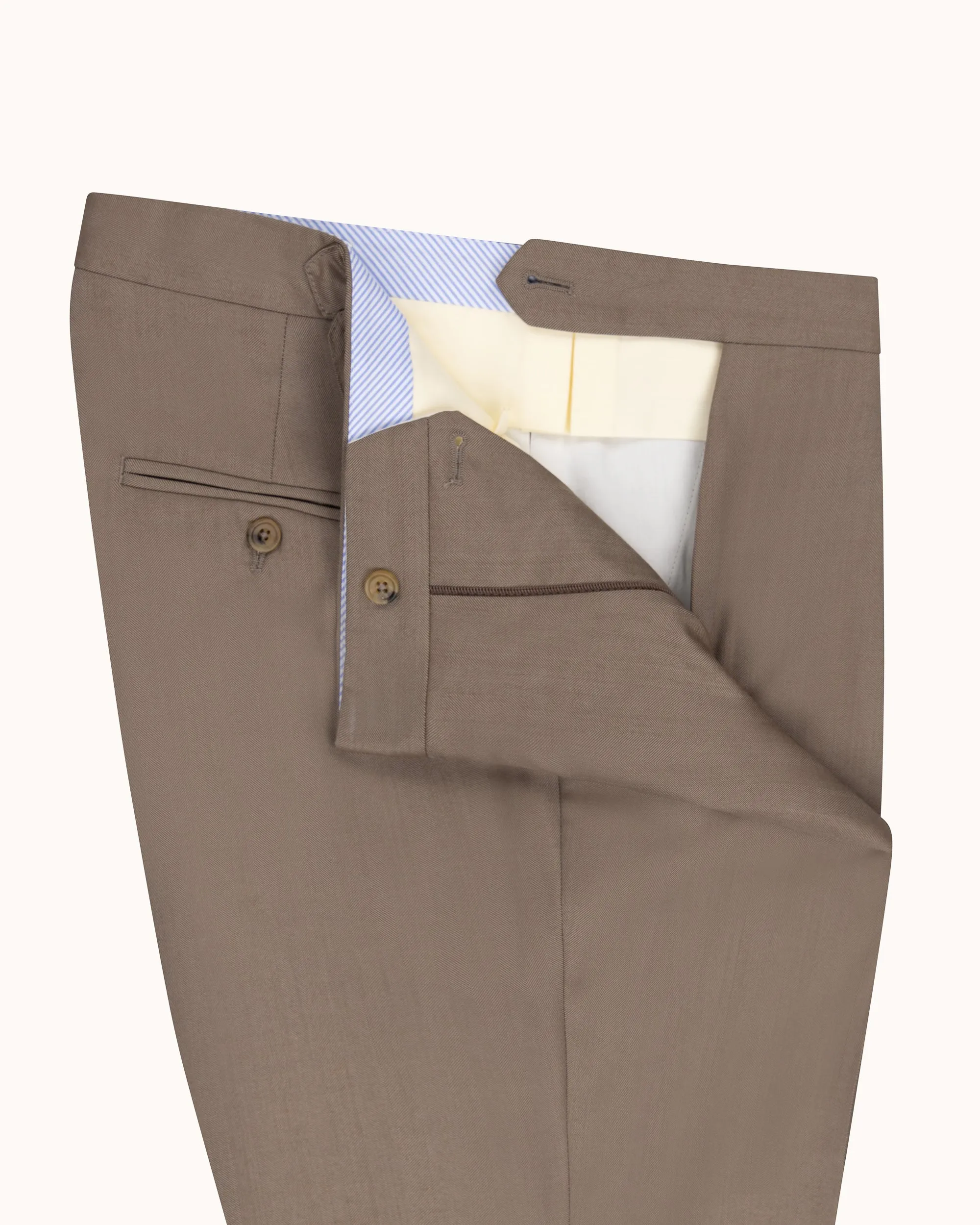 Relaxed Pleated Trouser - Mushroom Herringbone Wool sold by Natalino product image thumbnail 5