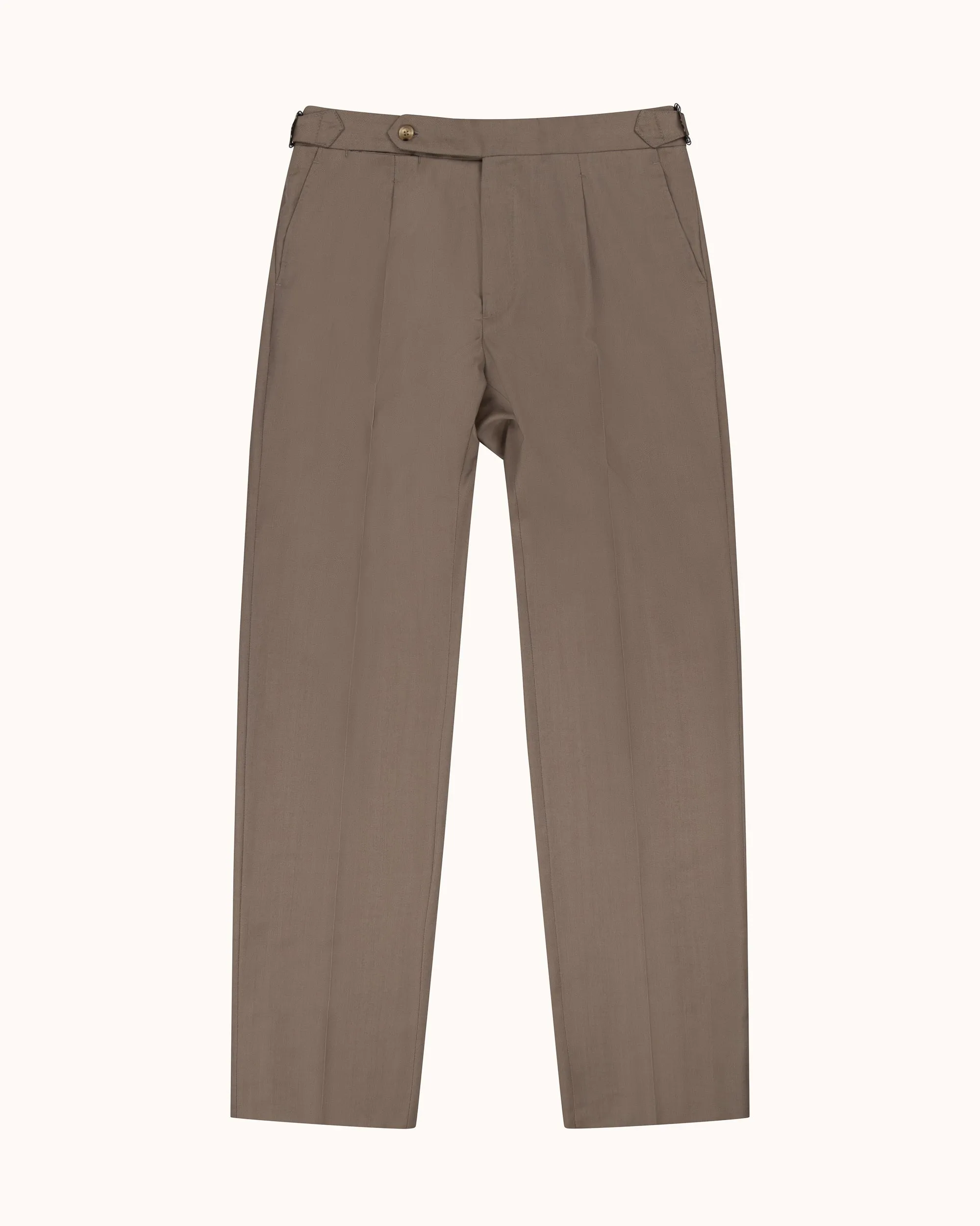 Relaxed Pleated Trouser - Mushroom Herringbone Wool sold by Natalino