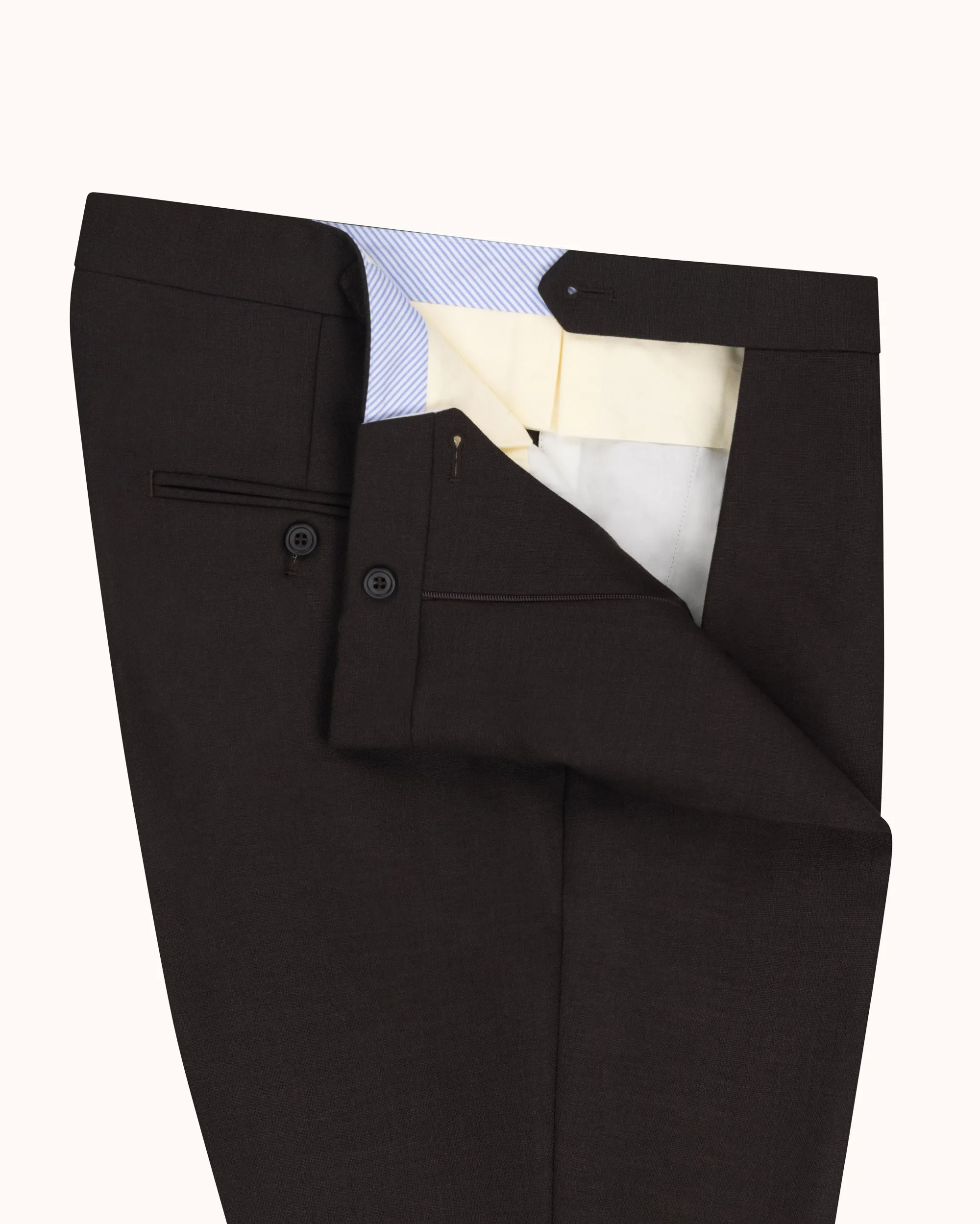 Relaxed Pleated Trouser - Dark Brown Tropical Wool sold by Natalino product image thumbnail 5