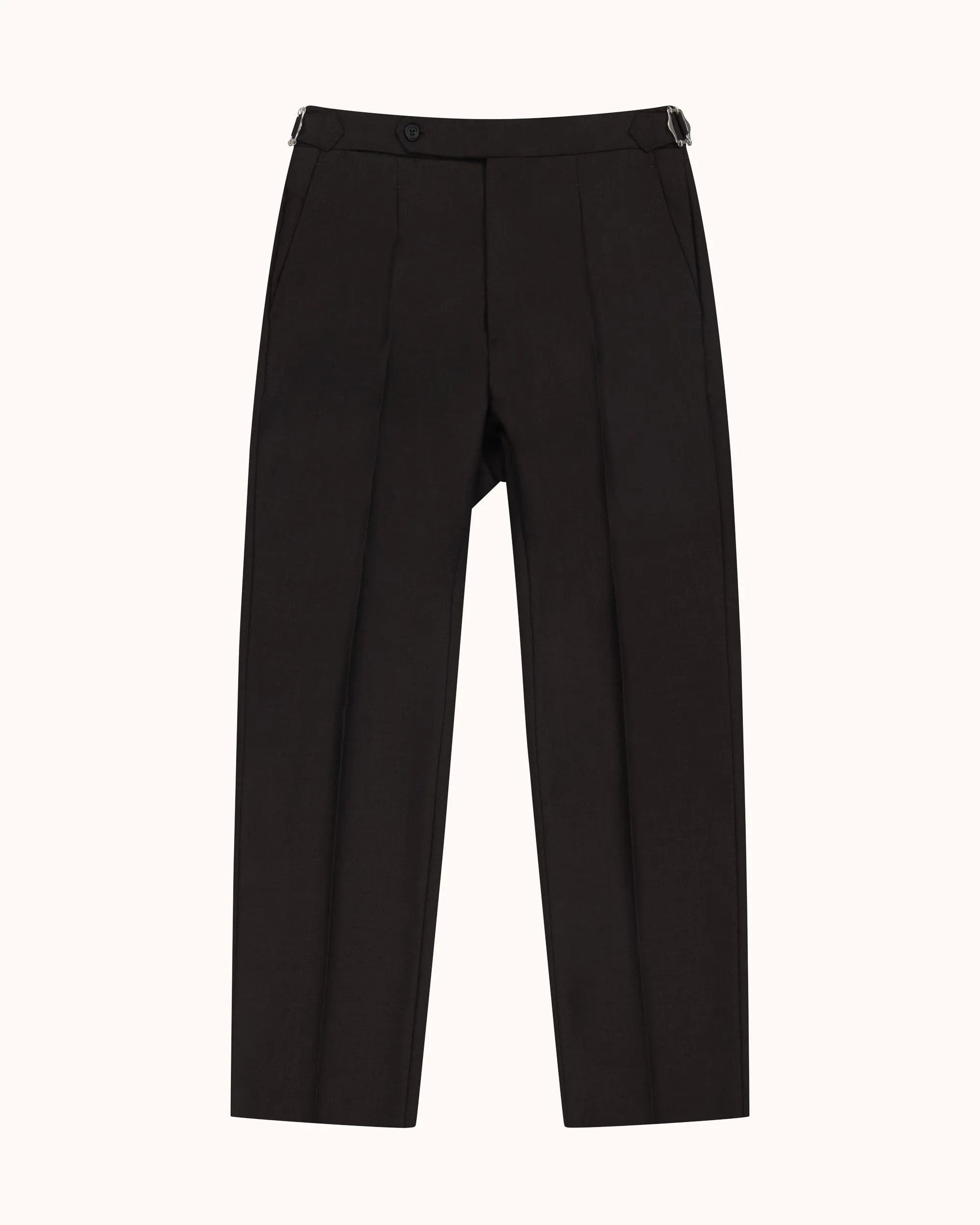 Relaxed Pleated Trouser - Dark Brown Tropical Wool sold by Natalino