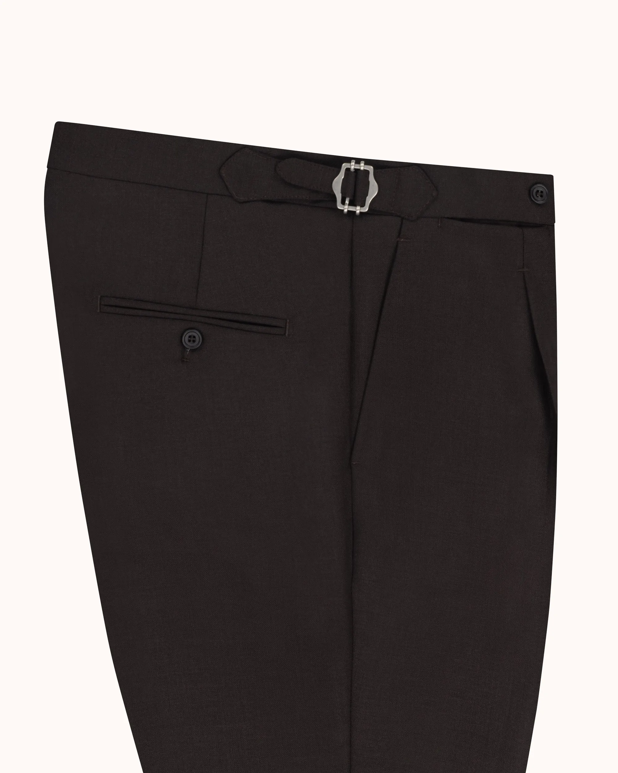 Relaxed Pleated Trouser - Dark Brown Tropical Wool sold by Natalino product image thumbnail 4
