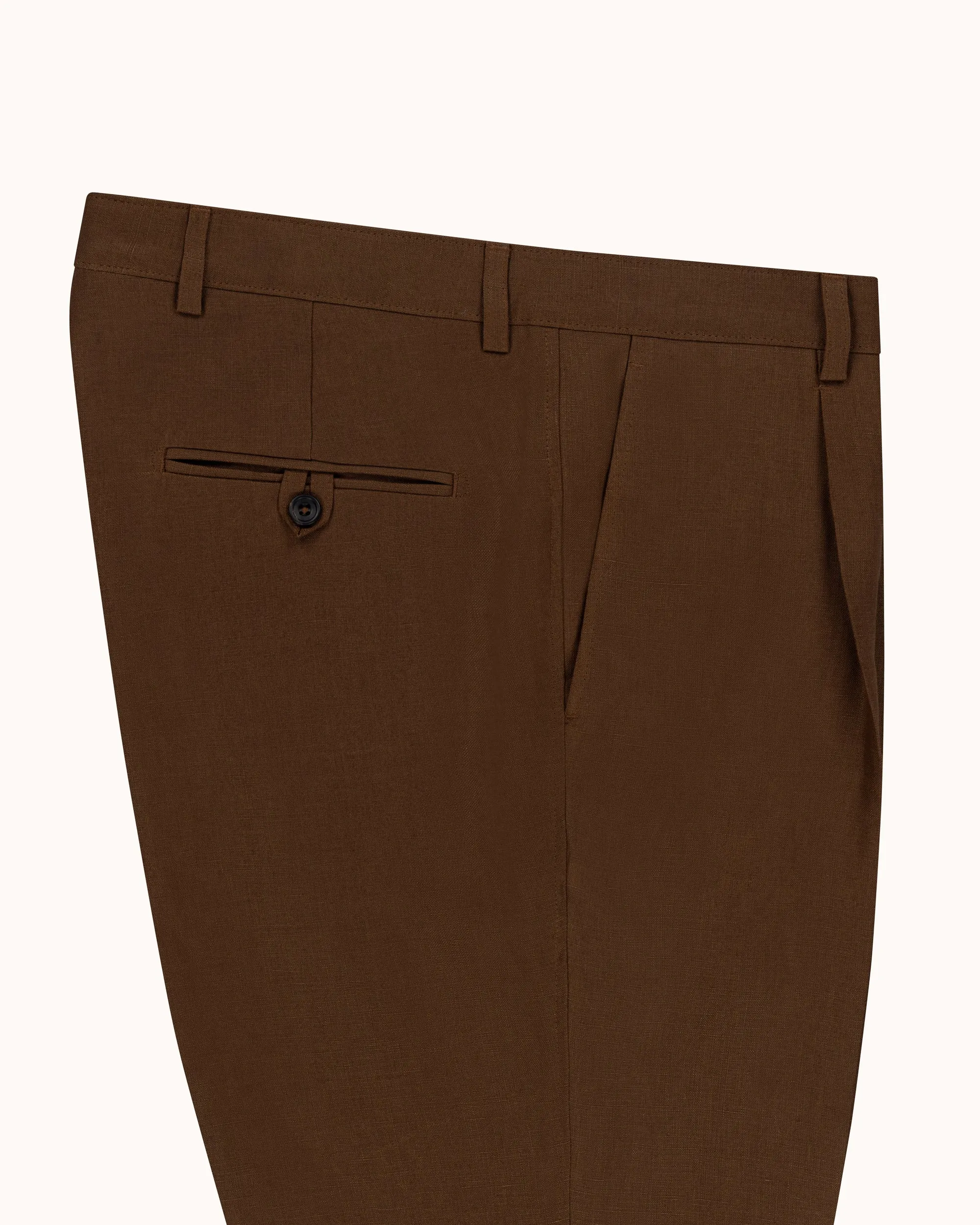 Casual Relaxed Pleated Trouser - Tobacco Brown Linen sold by Natalino product image thumbnail 4