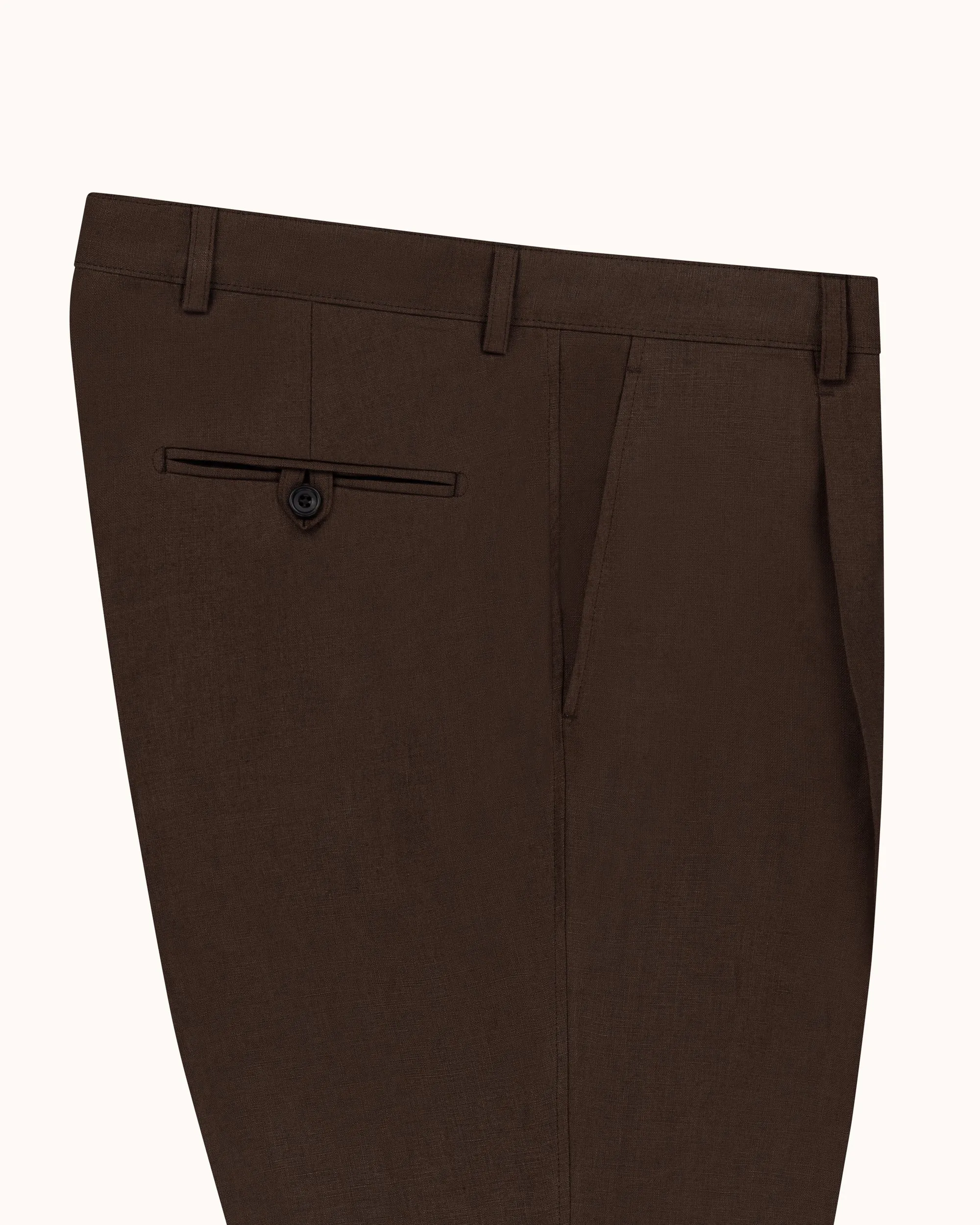 Casual Relaxed Pleated Trouser - Dark Brown Linen sold by Natalino product image thumbnail 4