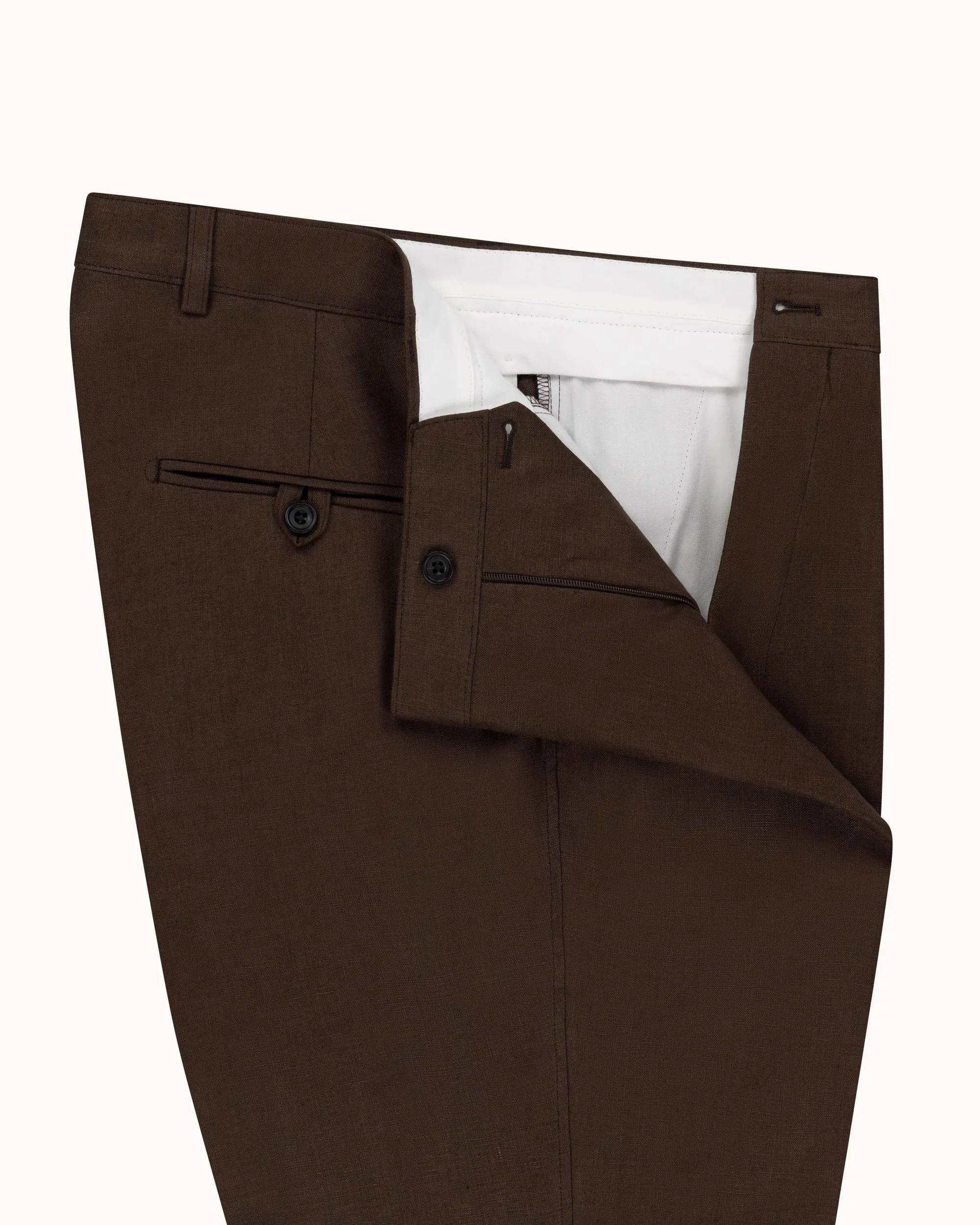 Casual Relaxed Pleated Trouser - Dark Brown Linen sold by Natalino product image thumbnail 5