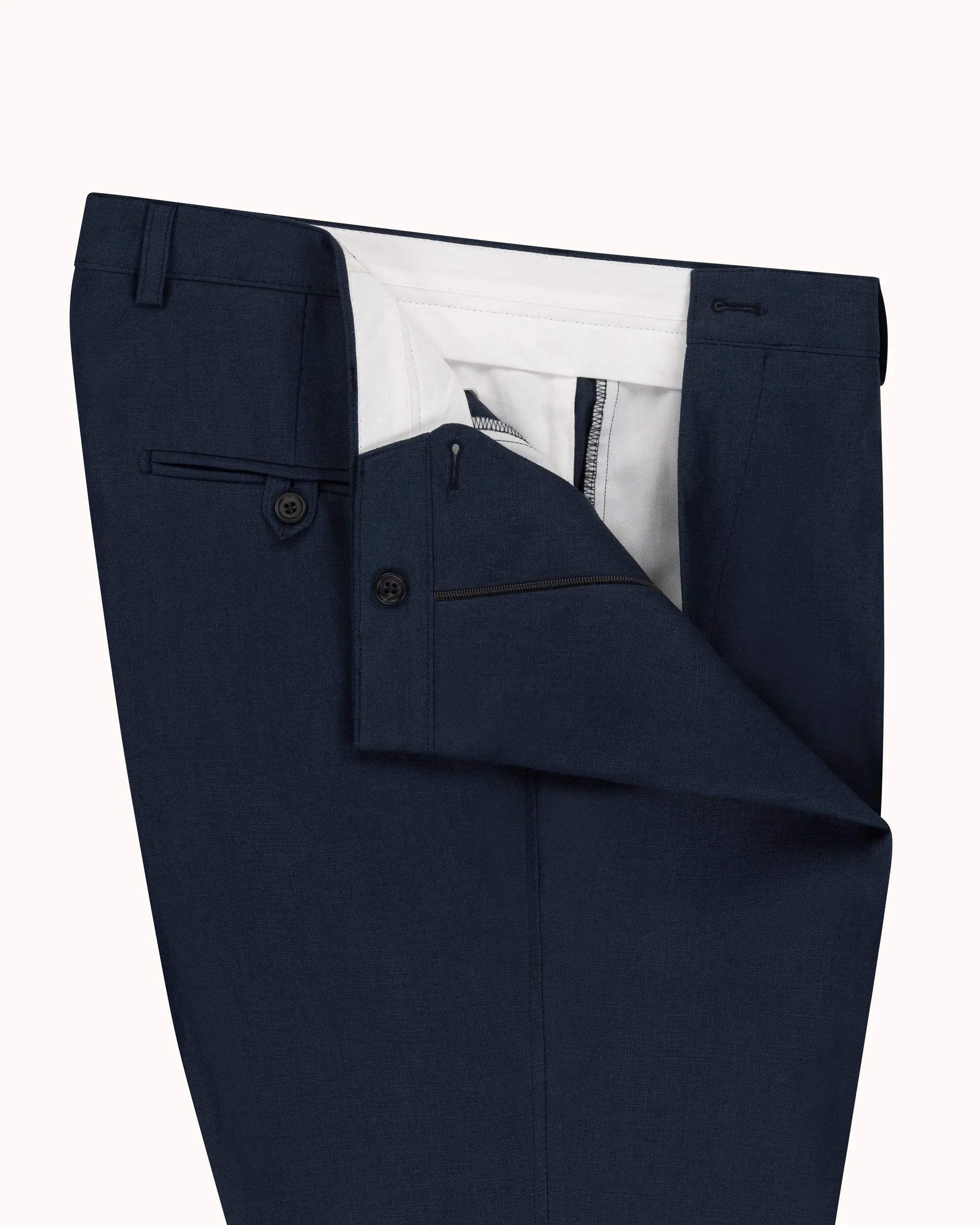 Casual Relaxed Pleated Trouser - Navy Slate Linen sold by Natalino product image thumbnail 5