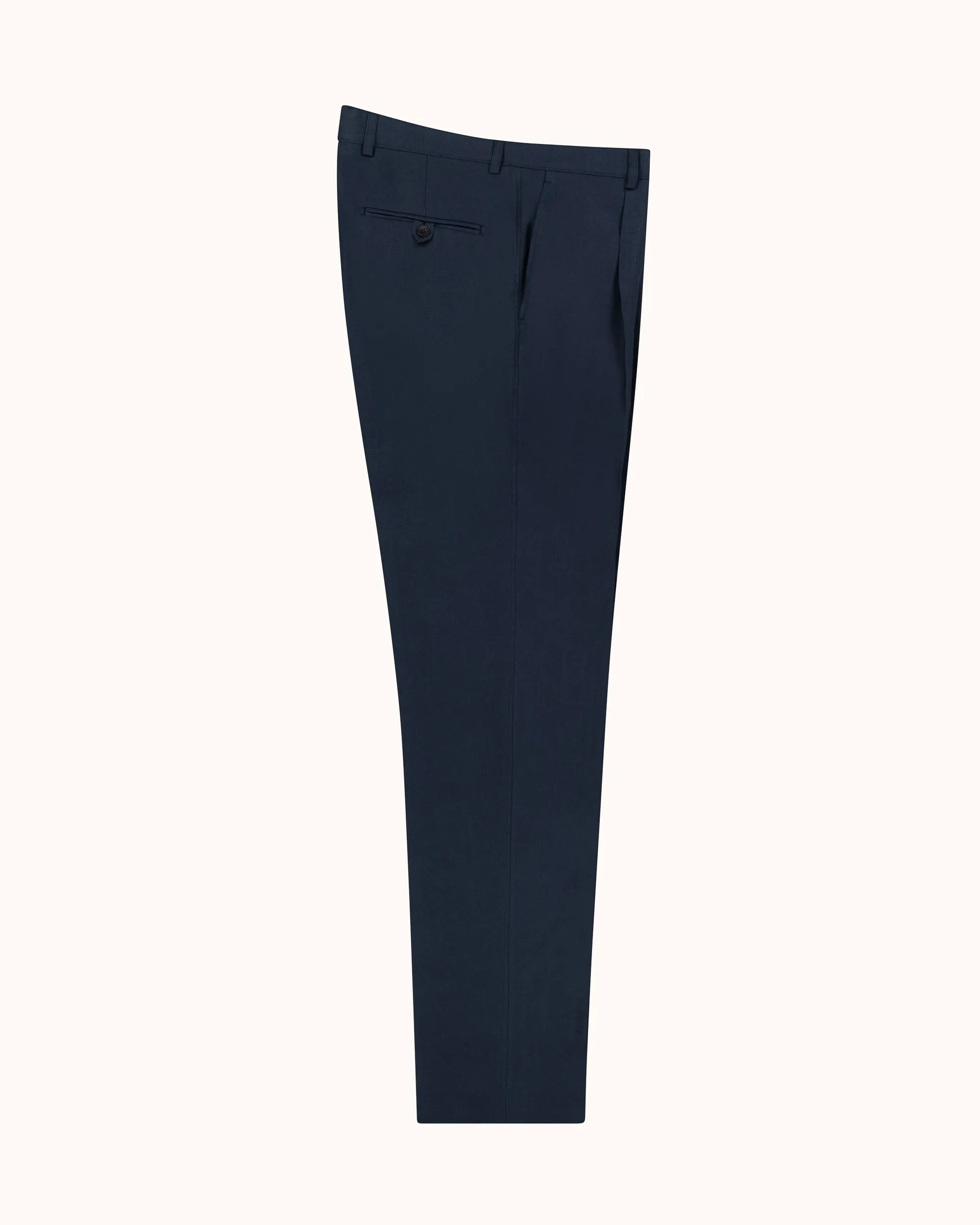 Casual Relaxed Pleated Trouser - Navy Slate Linen sold by Natalino product image thumbnail 3