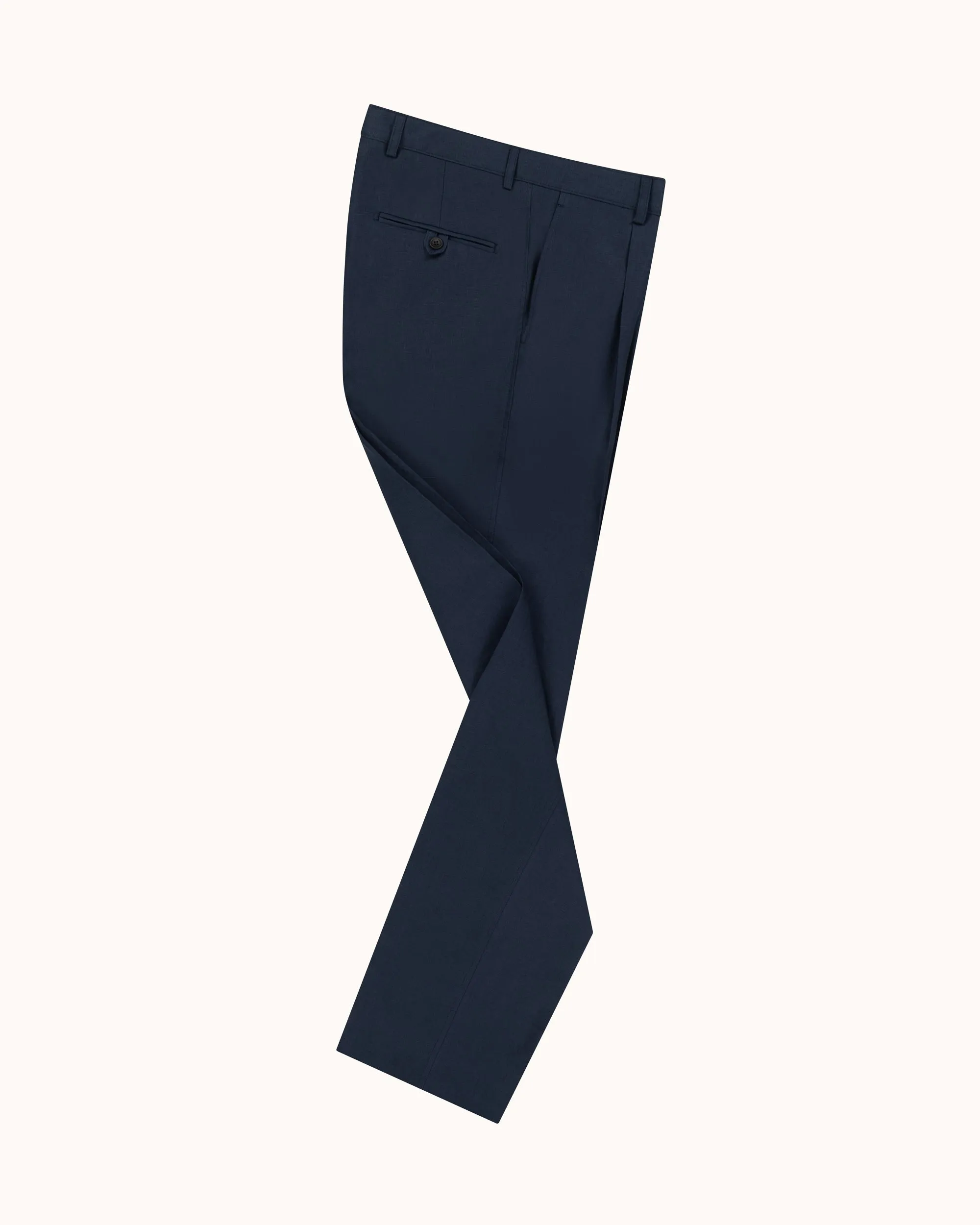 Casual Relaxed Pleated Trouser - Navy Slate Linen sold by Natalino product image thumbnail 2