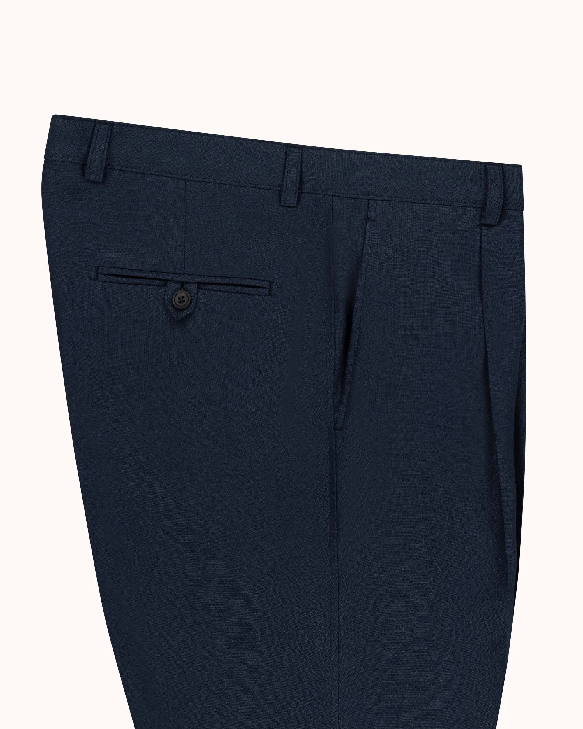 Casual Relaxed Pleated Trouser - Navy Slate Linen sold by Natalino product image thumbnail 4