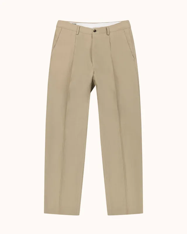 Casual Relaxed Pleated Trouser - Sand Linen made by Natalino