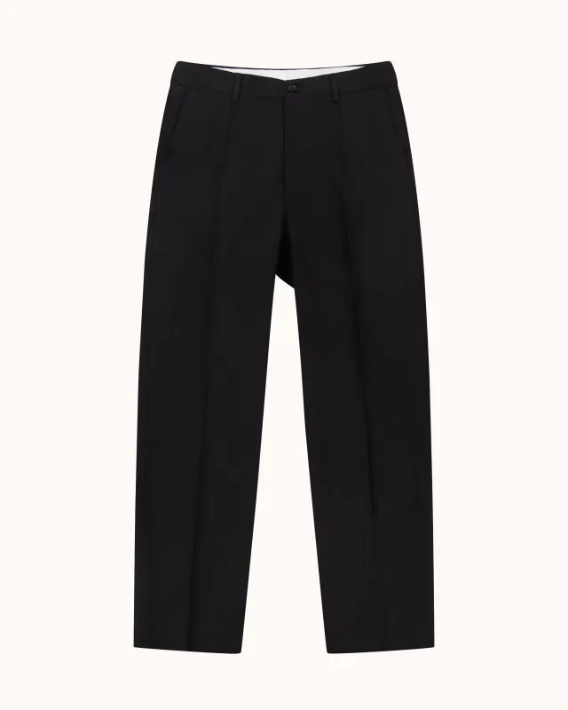 Casual Relaxed Pleated Trouser - Black Linen made by Natalino