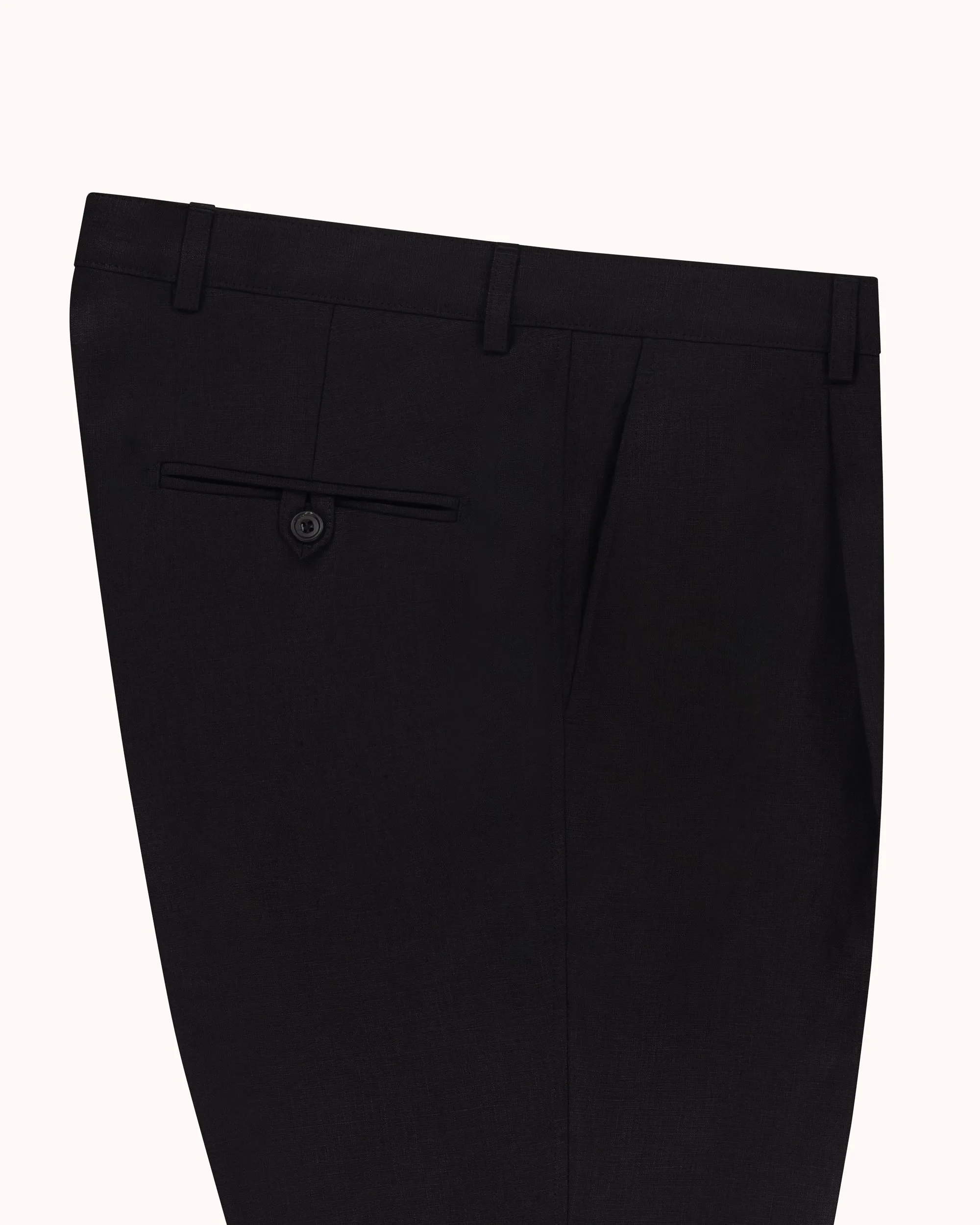 Casual Relaxed Pleated Trouser - Black Linen sold by Natalino product image thumbnail 4