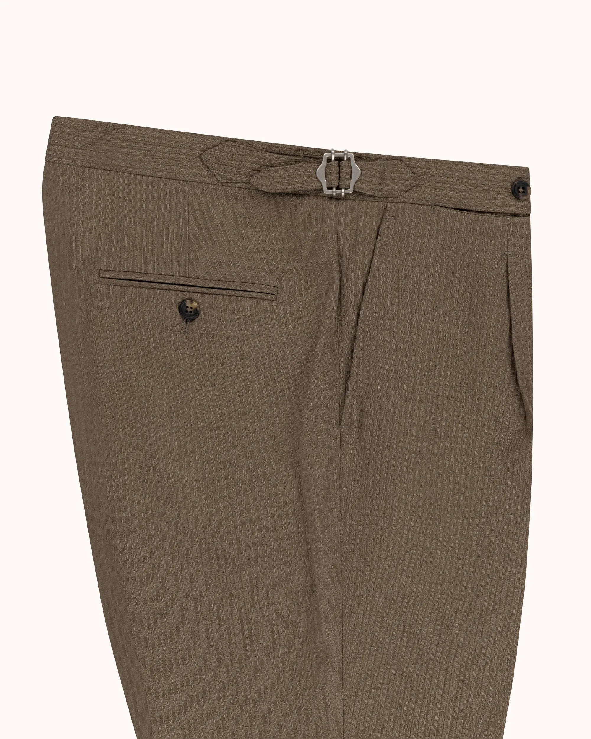 Classic Pleated Trouser - Mushroom Seersucker Wool sold by Natalino product image thumbnail 3