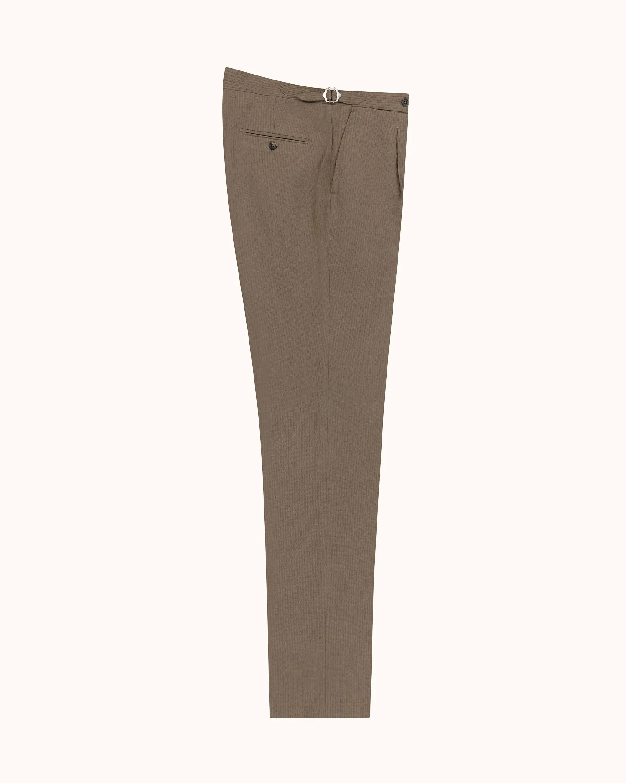 Classic Pleated Trouser - Mushroom Seersucker Wool sold by Natalino product image thumbnail 2