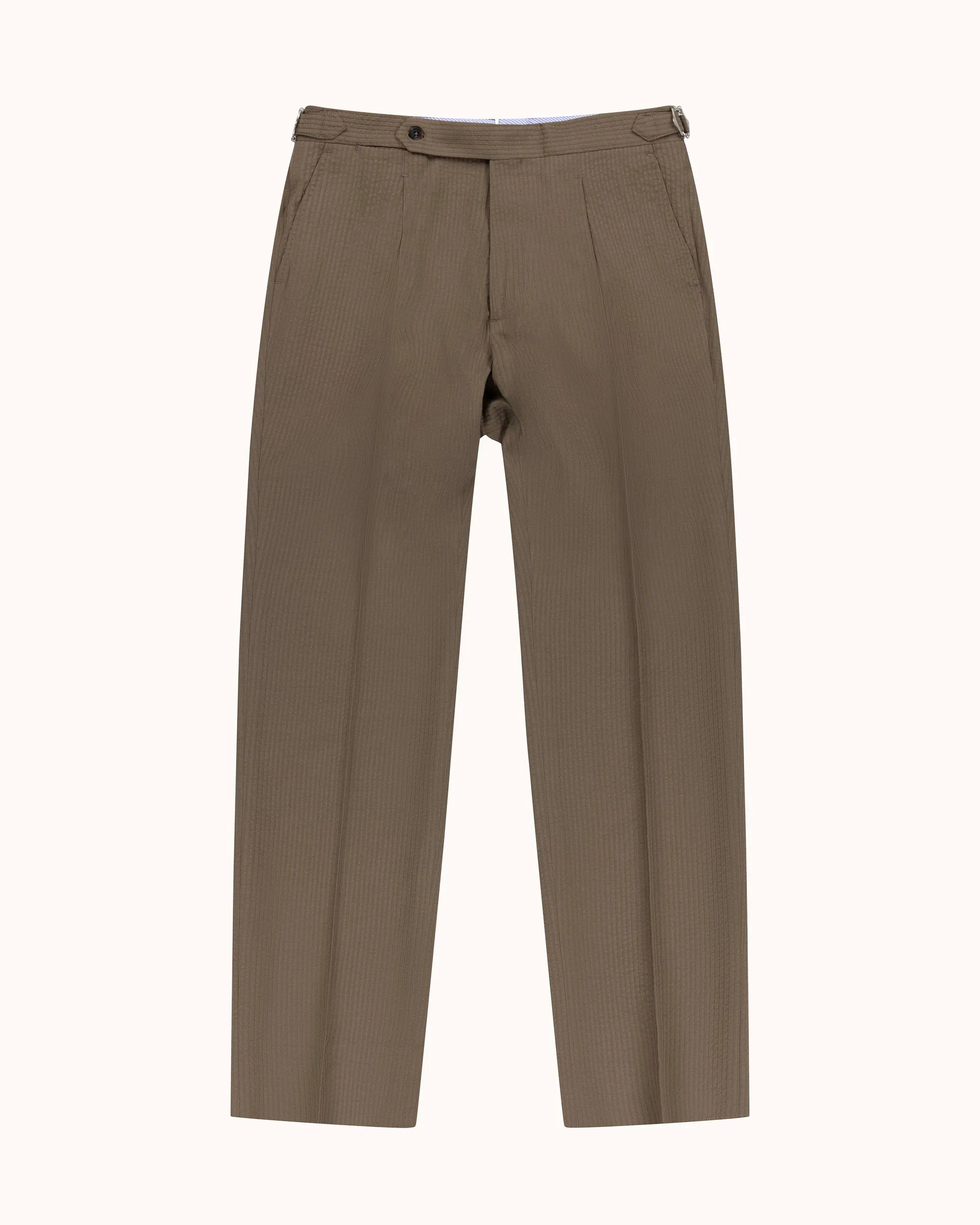 Classic Pleated Trouser - Mushroom Seersucker Wool sold by Natalino product image thumbnail 5