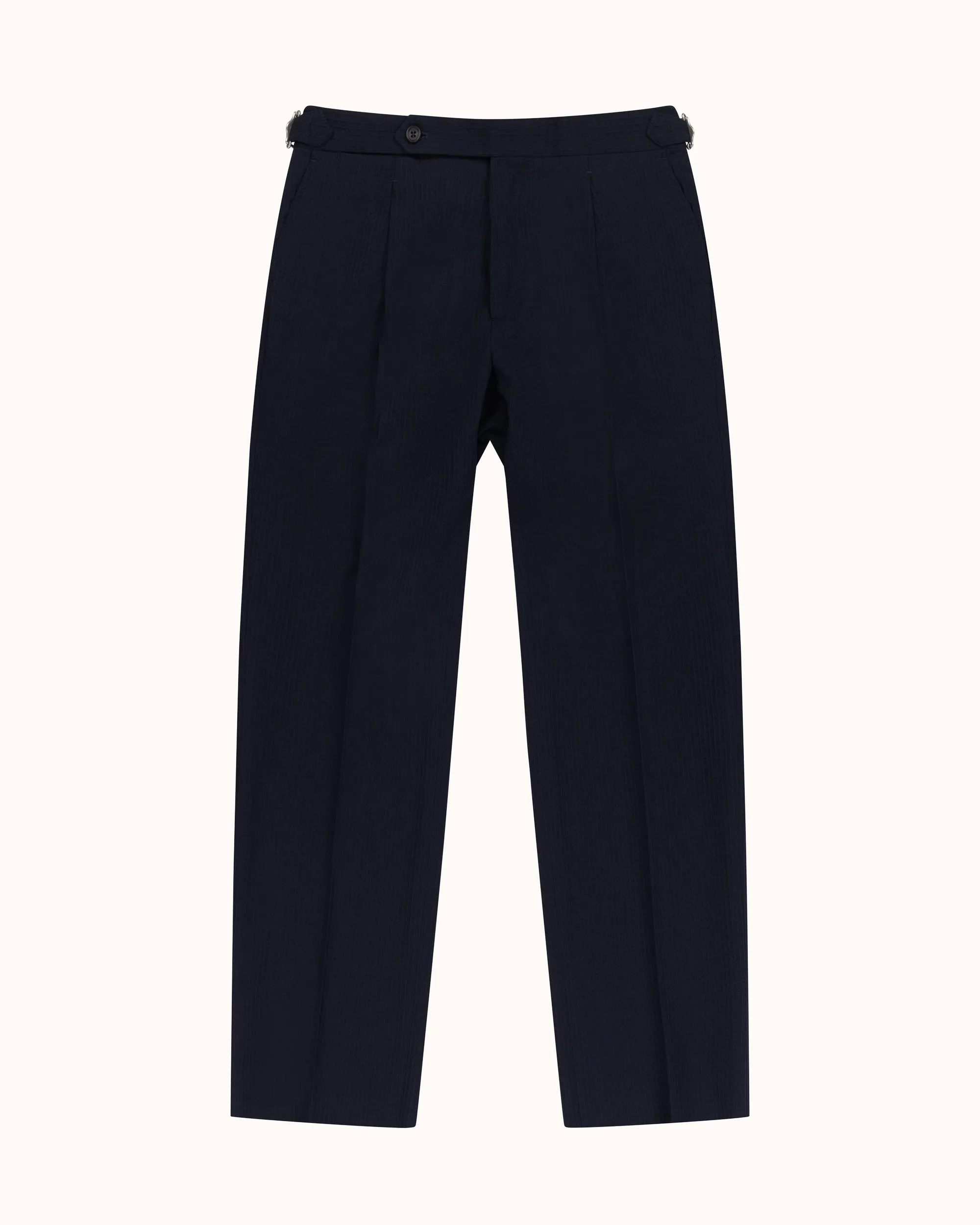 Classic Pleated Trouser - Navy Seersucker Wool sold by Natalino product image thumbnail 5