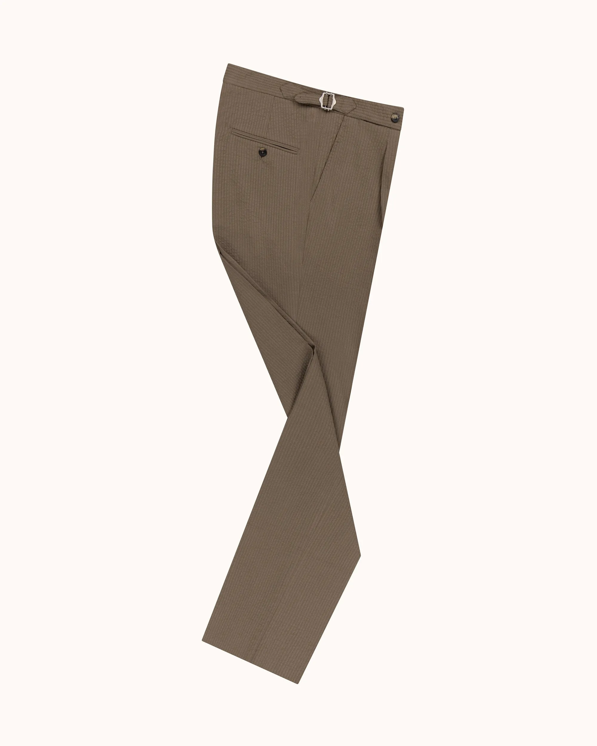 Relaxed Pleated Trouser - Mushroom Seersucker Wool sold by Natalino product image thumbnail 2