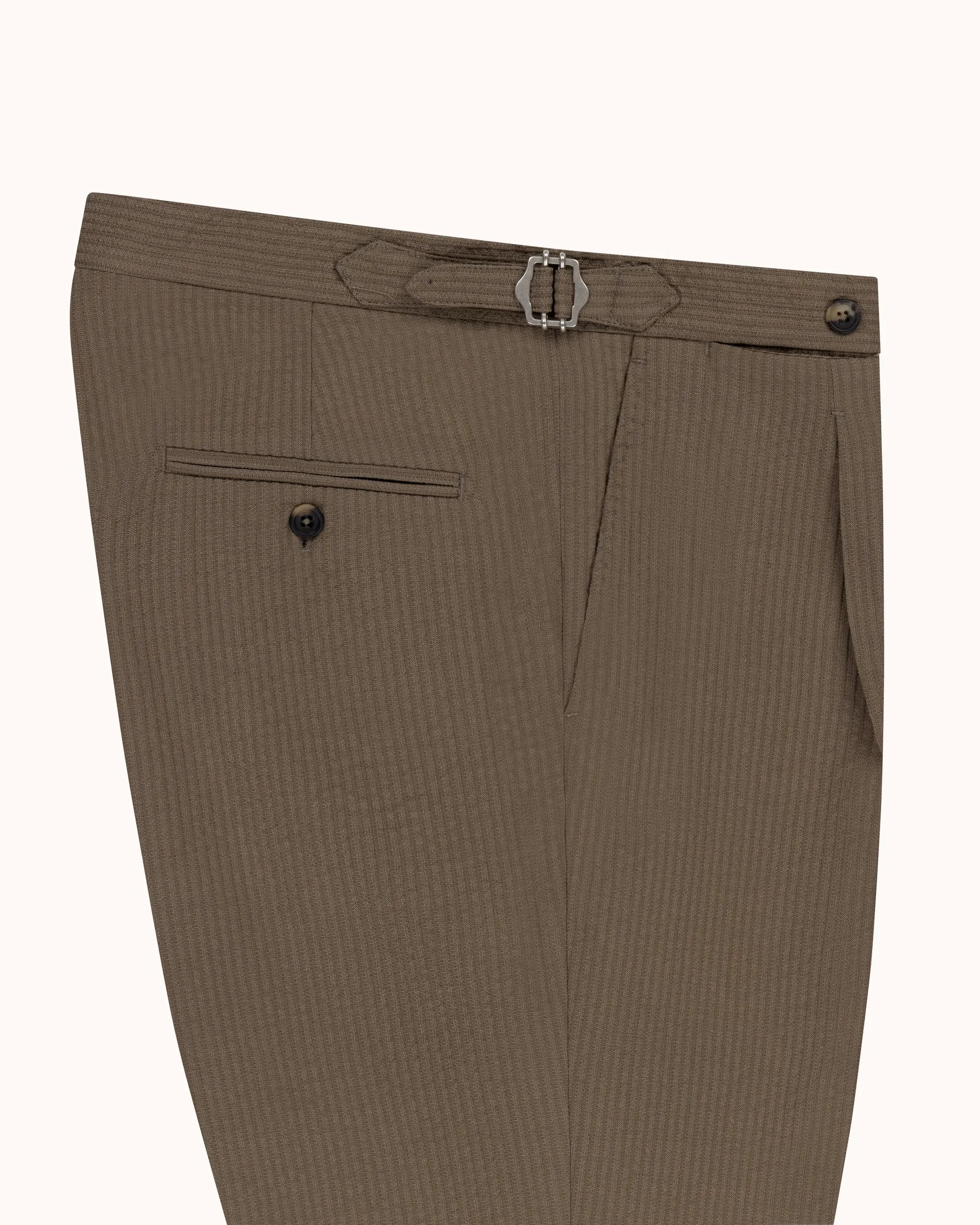 Relaxed Pleated Trouser - Mushroom Seersucker Wool sold by Natalino product image thumbnail 4