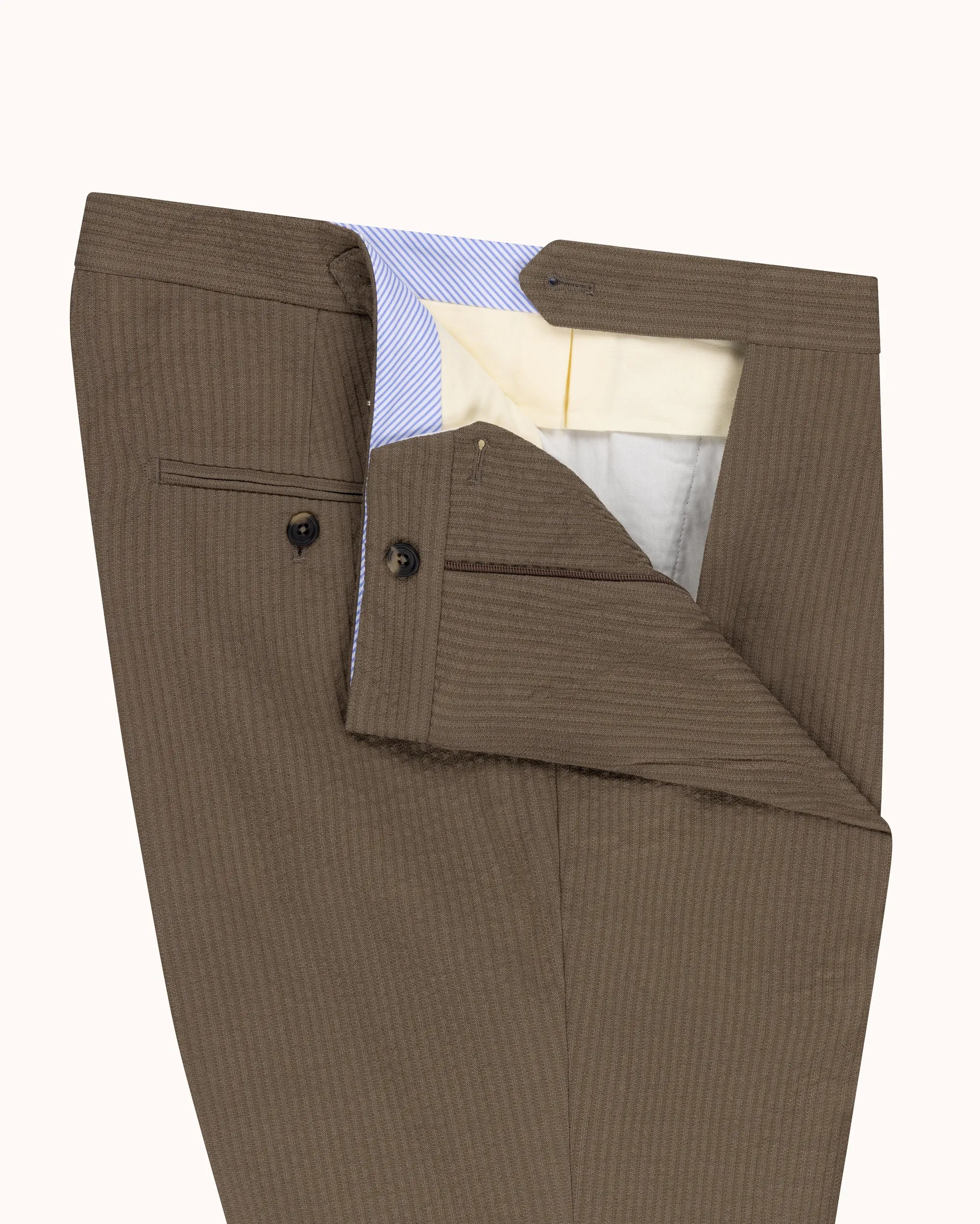 Relaxed Pleated Trouser - Mushroom Seersucker Wool sold by Natalino product image thumbnail 5