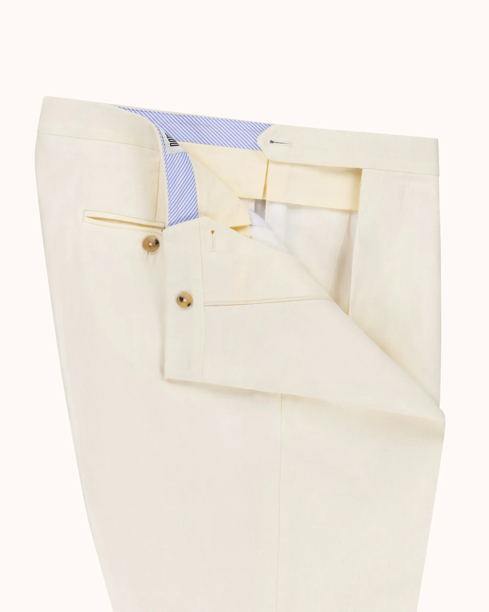 Classic Pleated Trouser - Cream Linen sold by Natalino product image thumbnail 3