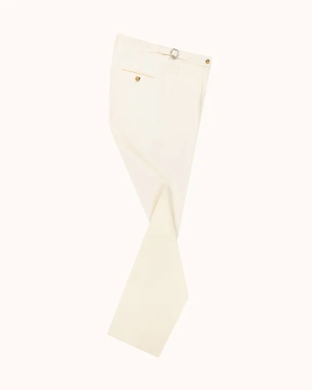 Classic Pleated Trouser - Cream Linen made by Natalino