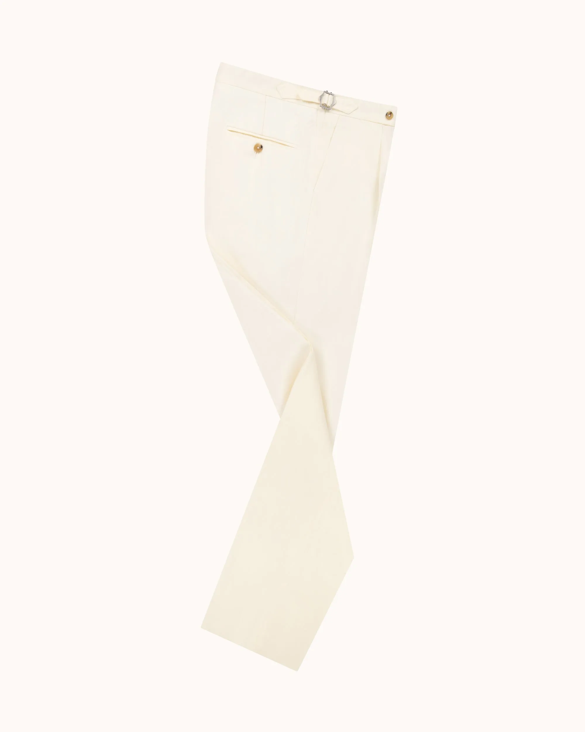 Classic Pleated Trouser - Cream Linen sold by Natalino
