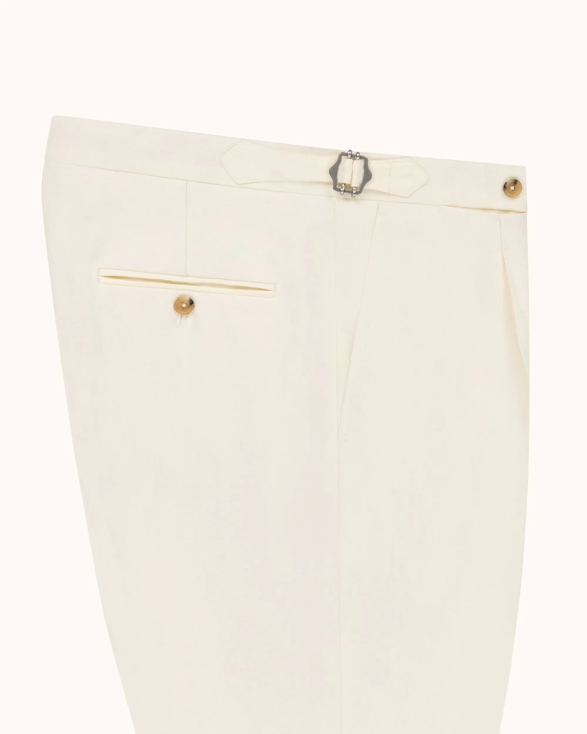 Classic Pleated Trouser - Cream Linen sold by Natalino product image thumbnail 2