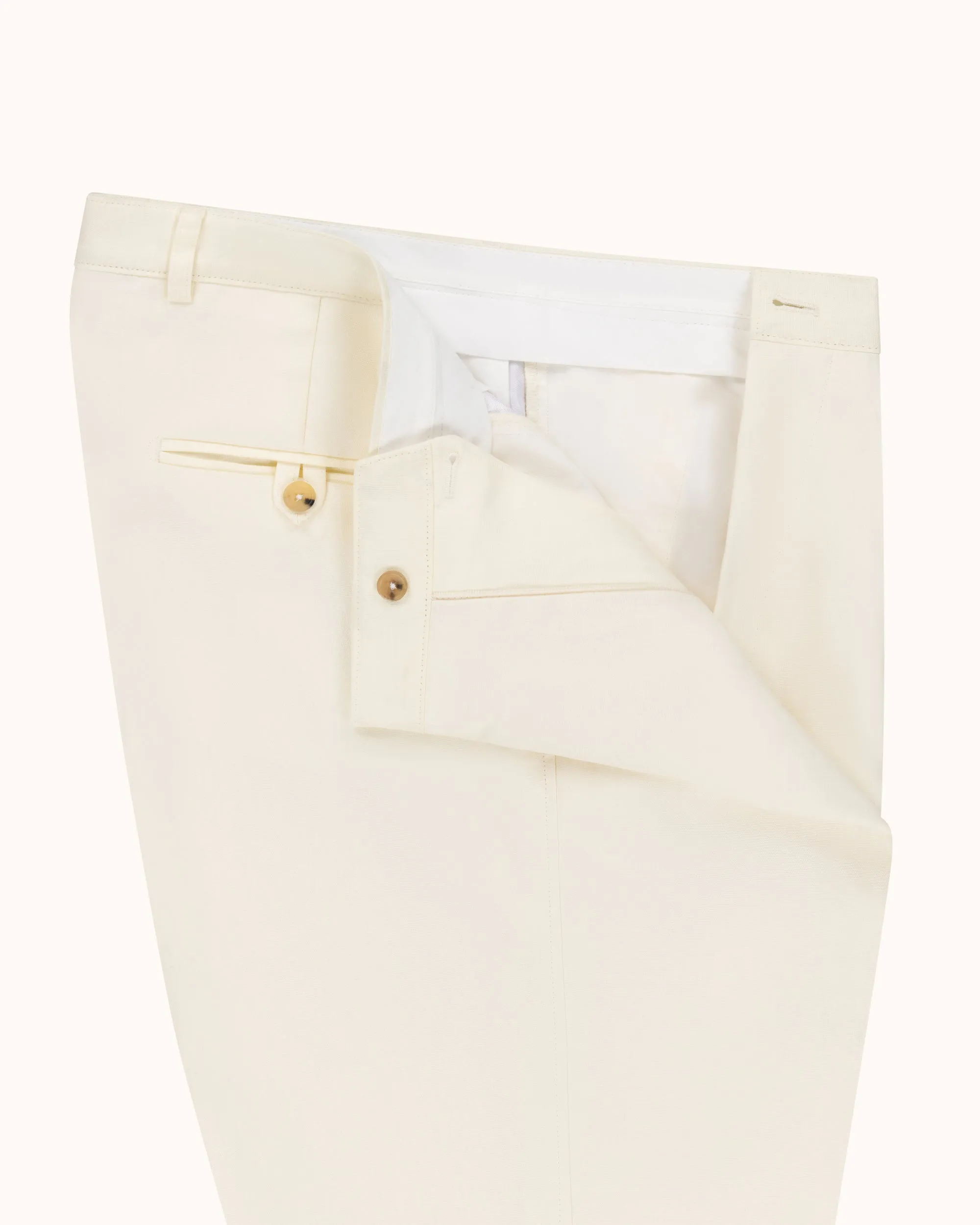 Casual Relaxed Pleated Trouser - Cream Linen sold by Natalino product image thumbnail 5