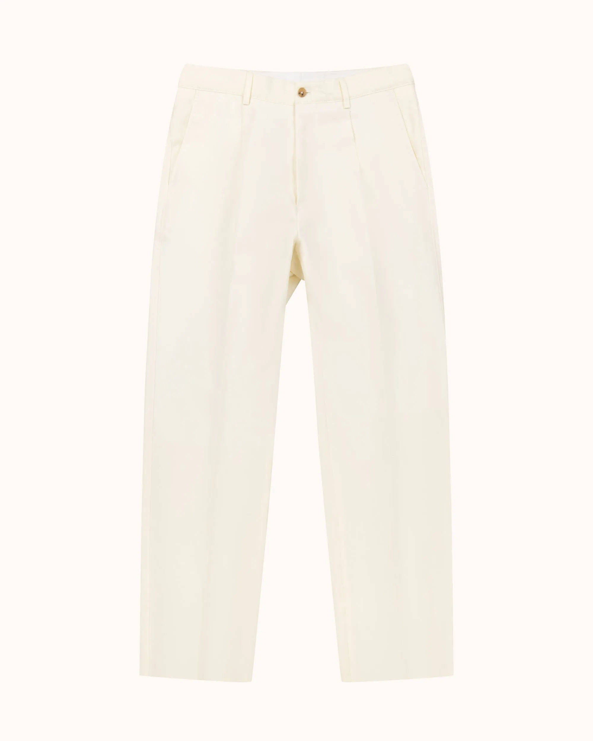 Casual Relaxed Pleated Trouser - Cream Linen sold by Natalino
