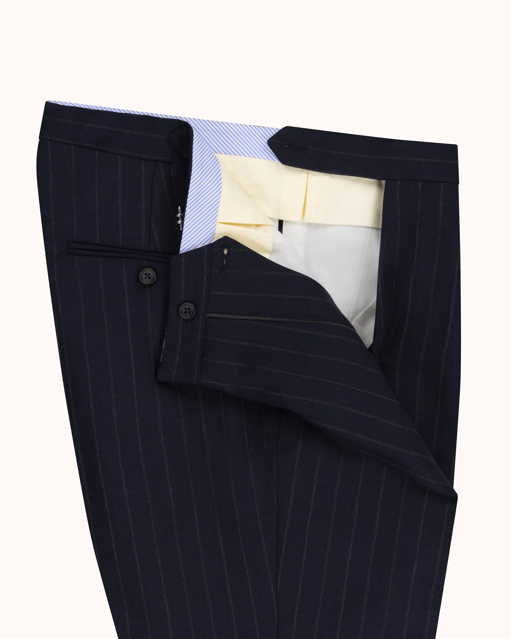 Relaxed Pleated Trouser - Navy Chalk Stripe Tropical Wool sold by Natalino product image thumbnail 5
