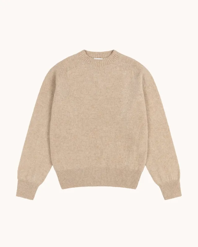 Shetland Wool Crew Neck Sweater - Oat sold by Natalino
