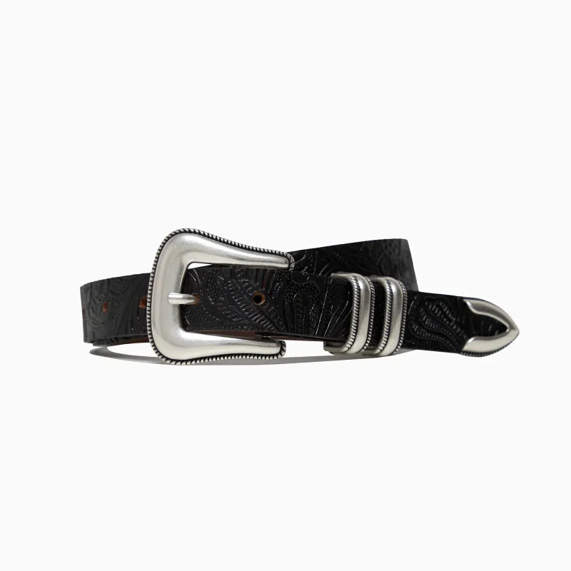 “Western” Dark Brown Printed 1" Belt made by Sartolane