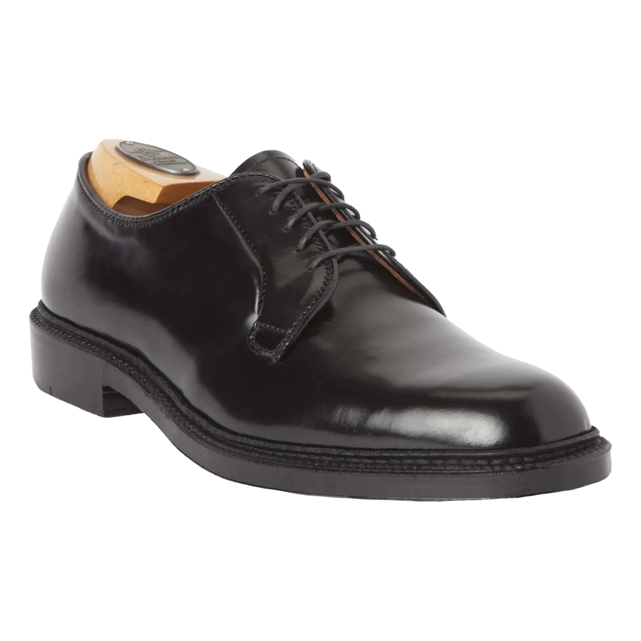 Alden 9901 Plain Toe Blucher in Black Shell Cordovan sold by The Andover Shop