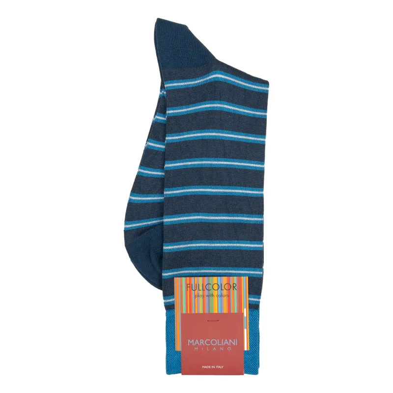 Modal Simple Stripes Mid-Calf Dress Socks made by Marcoliani