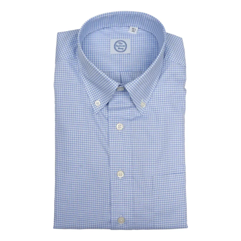 Light Blue Small Gingham Check Button Down Dress Shirt sold by The Andover Shop
