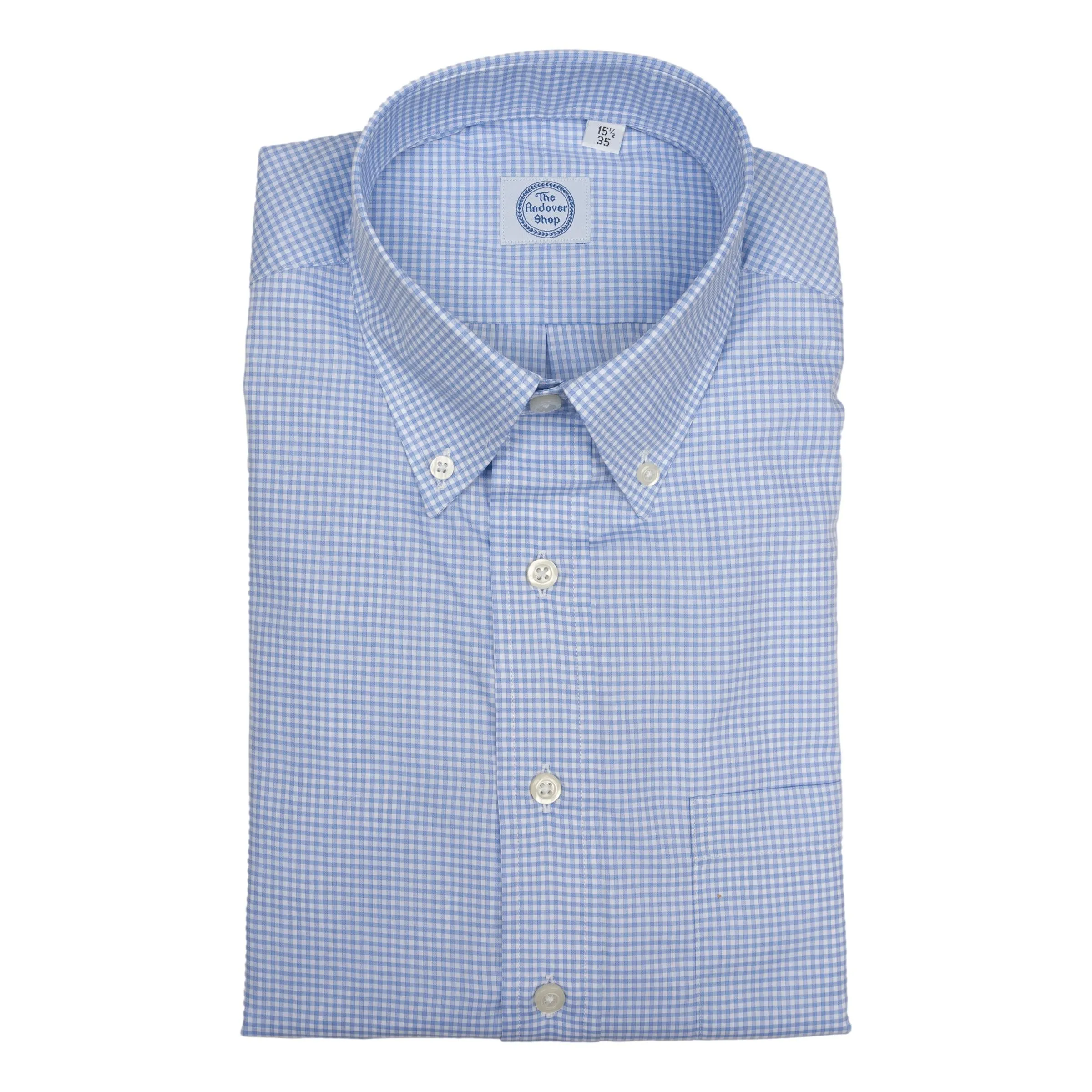 Light Blue Small Gingham Check Button Down Dress Shirt sold by The Andover Shop