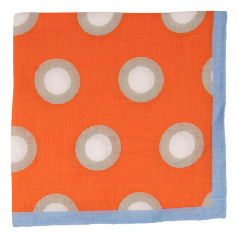 Bordered Bullseye Linen Pocket Square sold by The Andover Shop