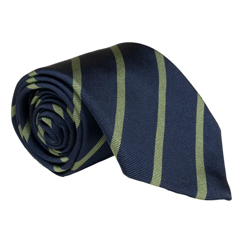 Navy and Light Olive Repp Stripe Silk Tie sold by The Andover Shop